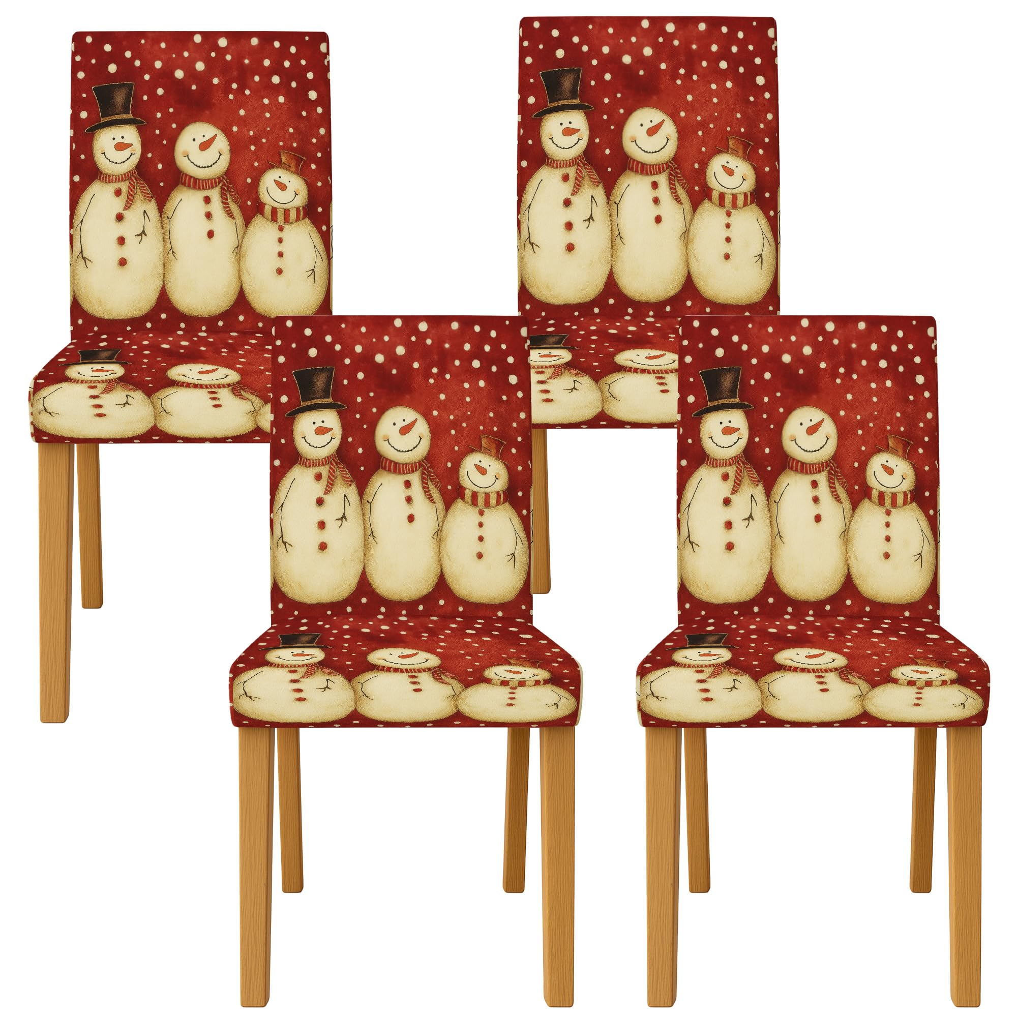 Housses de chaise bonhomme de neige extensibles et lavables pour déco de Noël