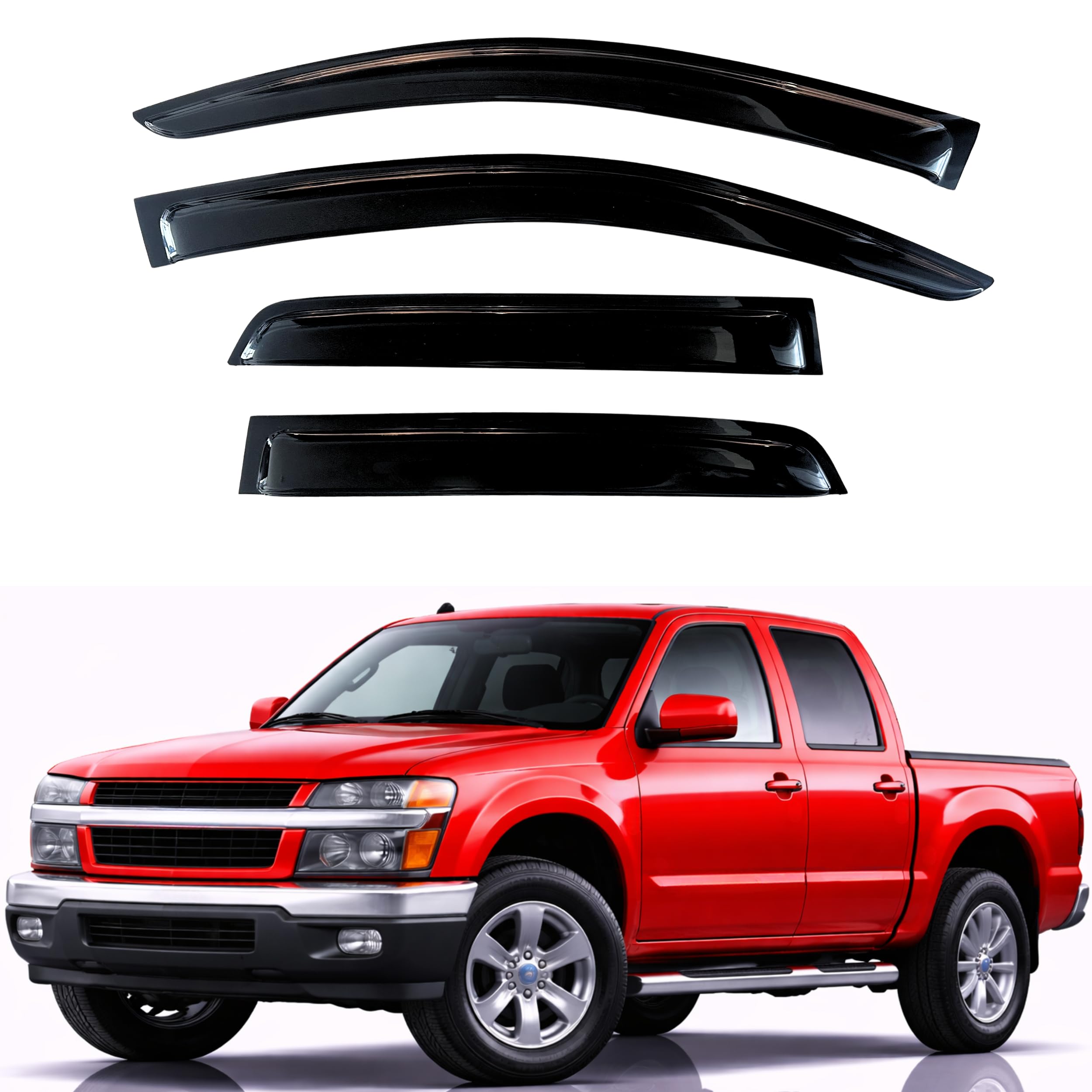 KPY Rain Guards Fit for 2004-2012 Chevrolet Colorado &amp; GMC Canyon Crew Cab