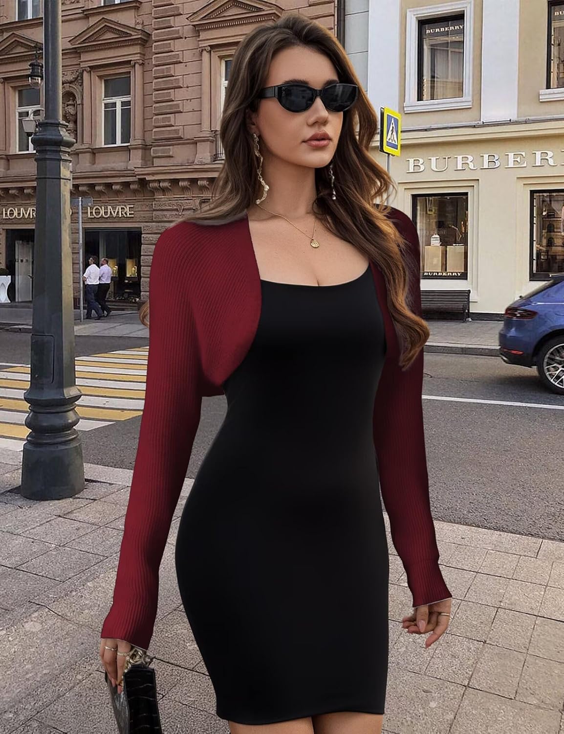 Women's Belero Shrugs Long Sleeve Knit Open Front Cropped Cardigan Sweaters for Dresses S-XL - Image 3