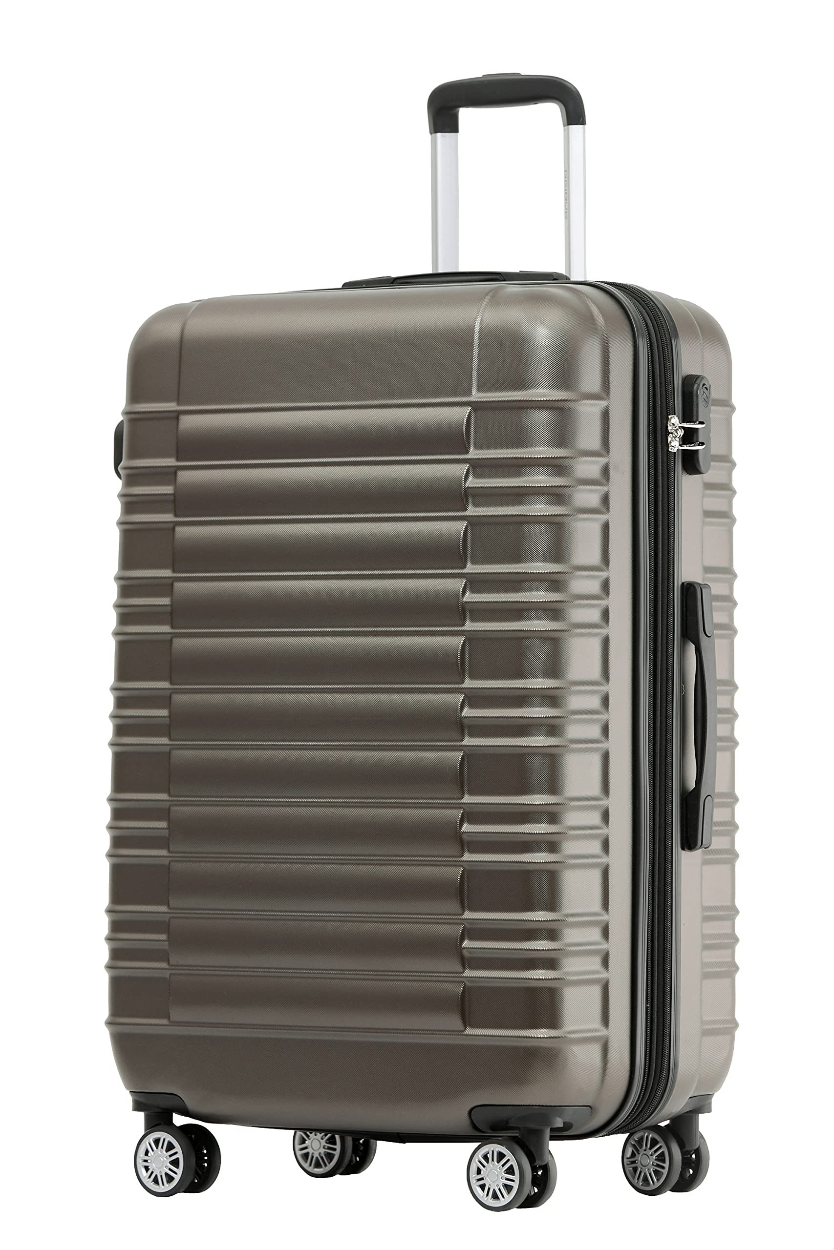 BEIBYE Zwillingsrollen Reisekoffer Koffer Trolleys Hartschale M-L-XL-Set (Coffee, L)