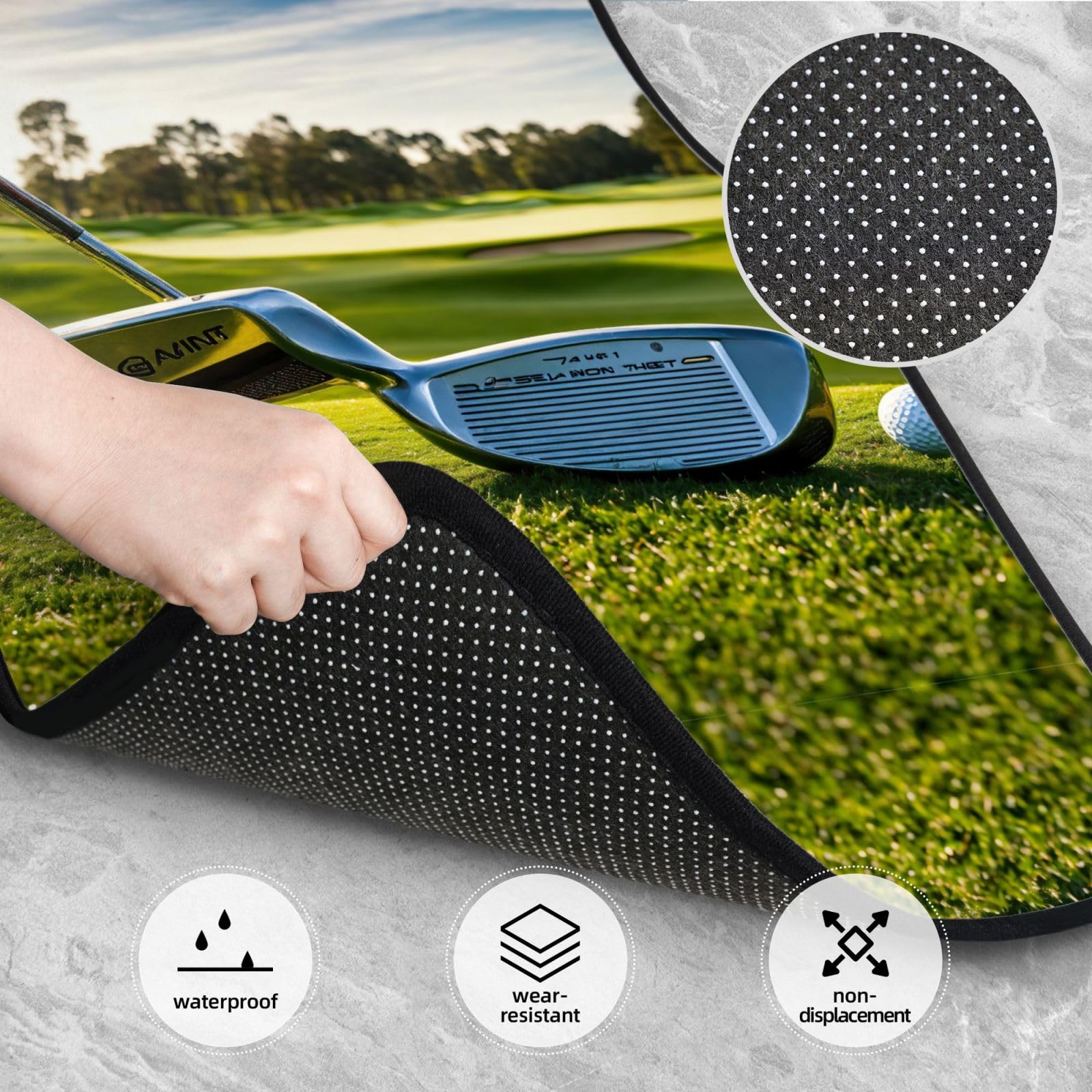 Mata podłogowa do kijów golfowych, 4-częściowy zestaw gumowych SUV-ów, ciężarówek, czarna mata samochodowa, antypoślizgowa tylna