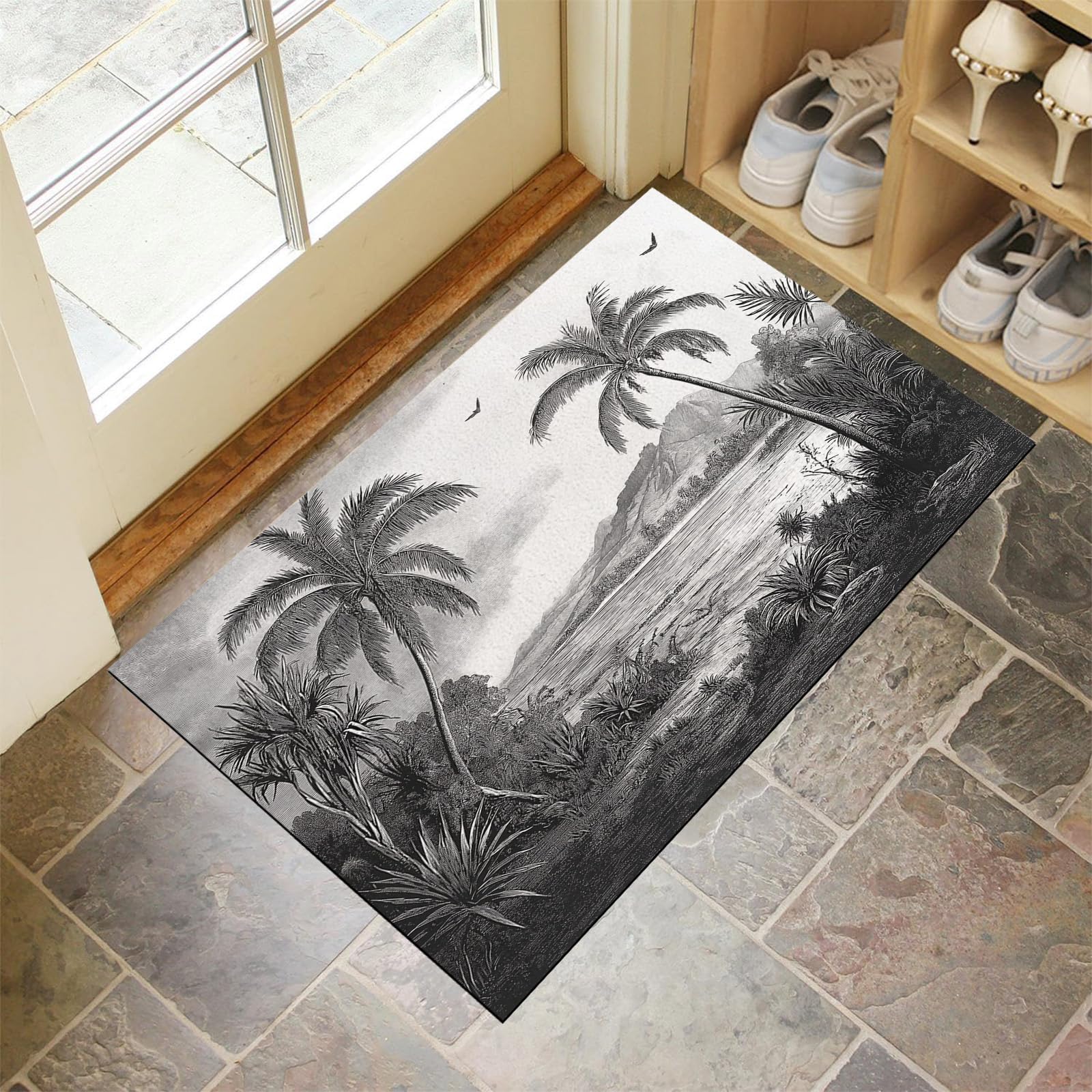Tapis de porte extérieur gris pour garder votre couloir propre en automne