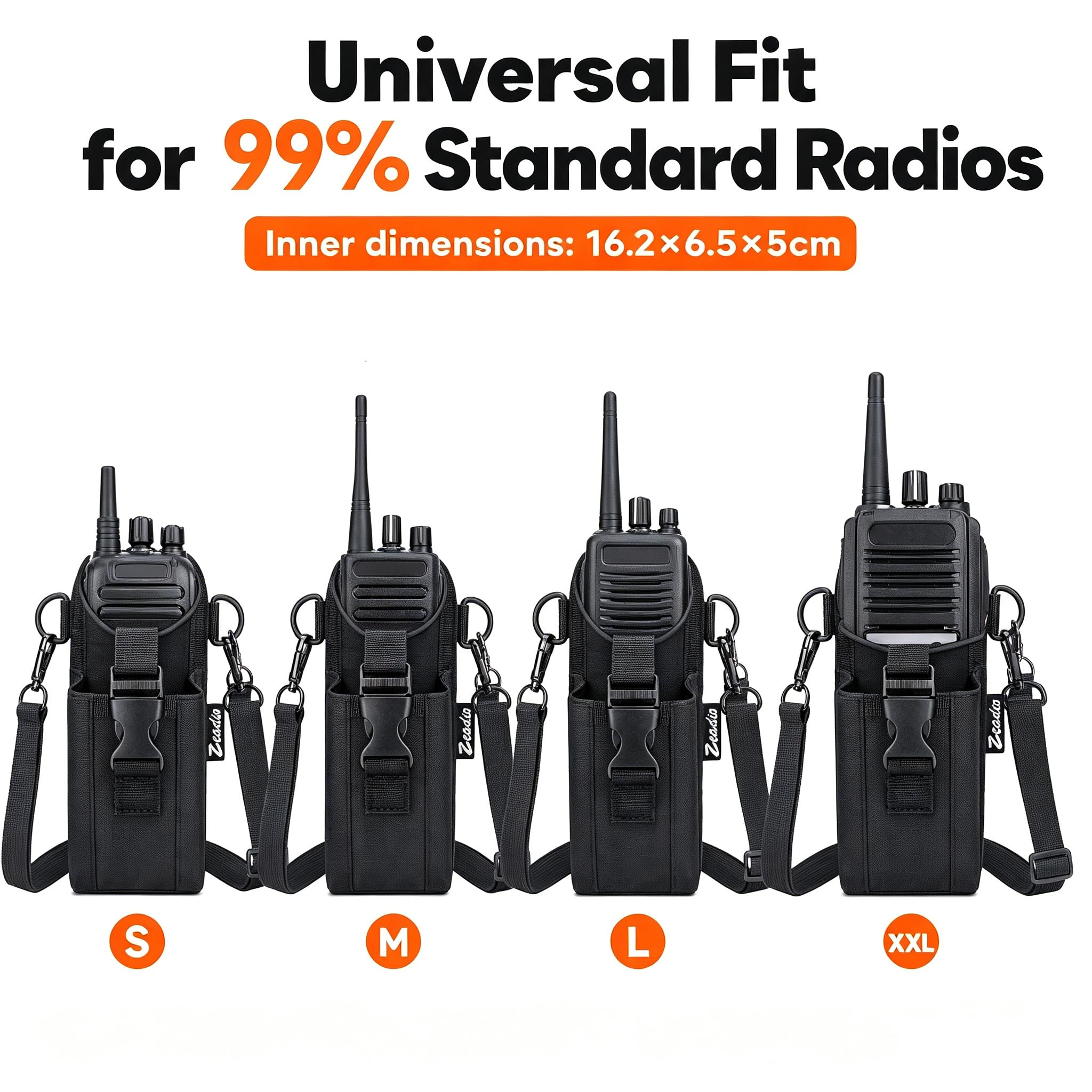 Zeadio Funda portarradio de Nylon para walkie Talkie con Correa Ajustable y Presilla para cinturón, para policía, Bomberos, Seguridad, Actividades Exteriores (Pack de 6)