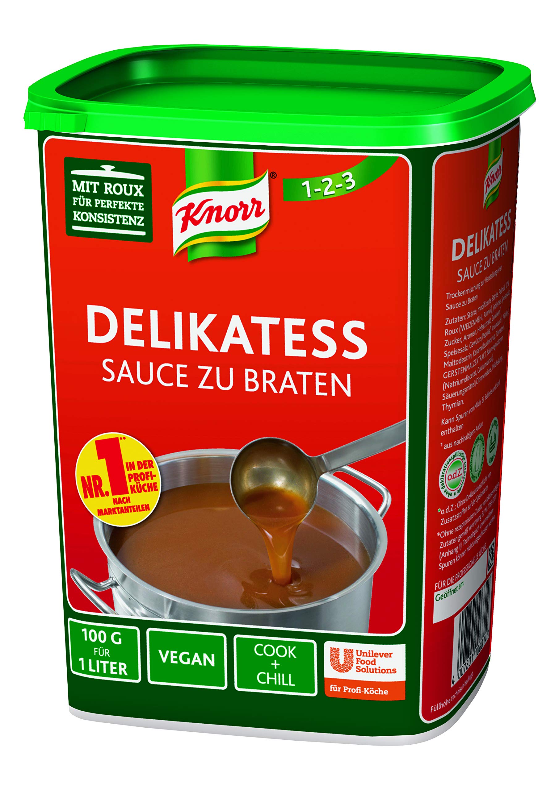 Knorr Tomatensauce (ideale Basis) 1er Pack (1 x 1 kg) & Delikatess Sauce zu Braten (pur als Bratensoße, Soßenbinder und zum Verfeinern), 1er Pack (1 x 1 kg)