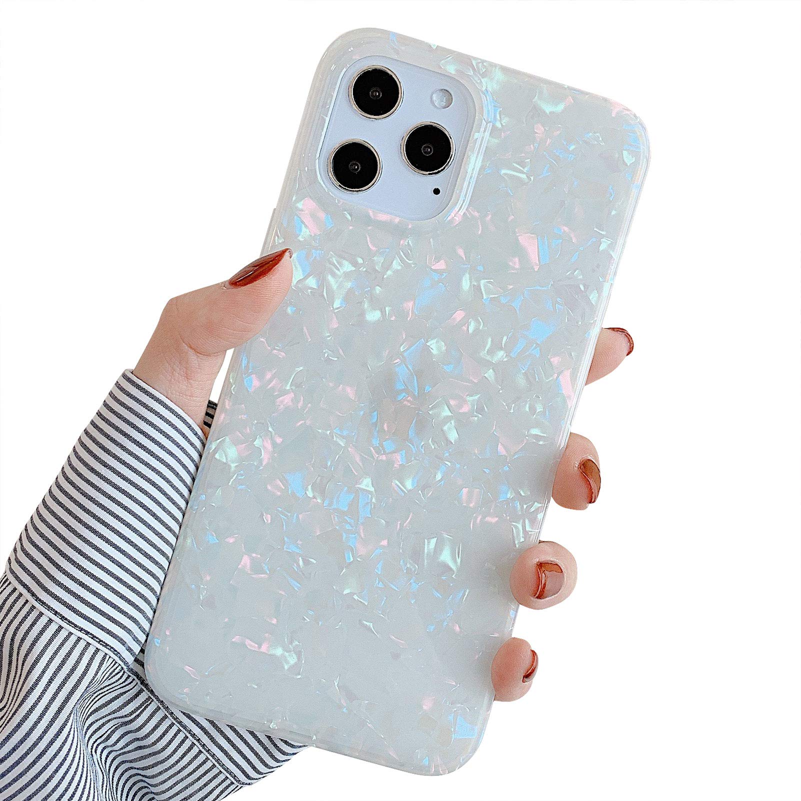 YeLoveHawDesigned for iPhone 12 and 12 Pro Case for Women Girls, Glitter Pearly-Lustre Shell Pattern Phone Case [ Soft, Slim, Full-Around Protective] Compatible with iPhone 12 12Pro 6.1'' (Colorful)