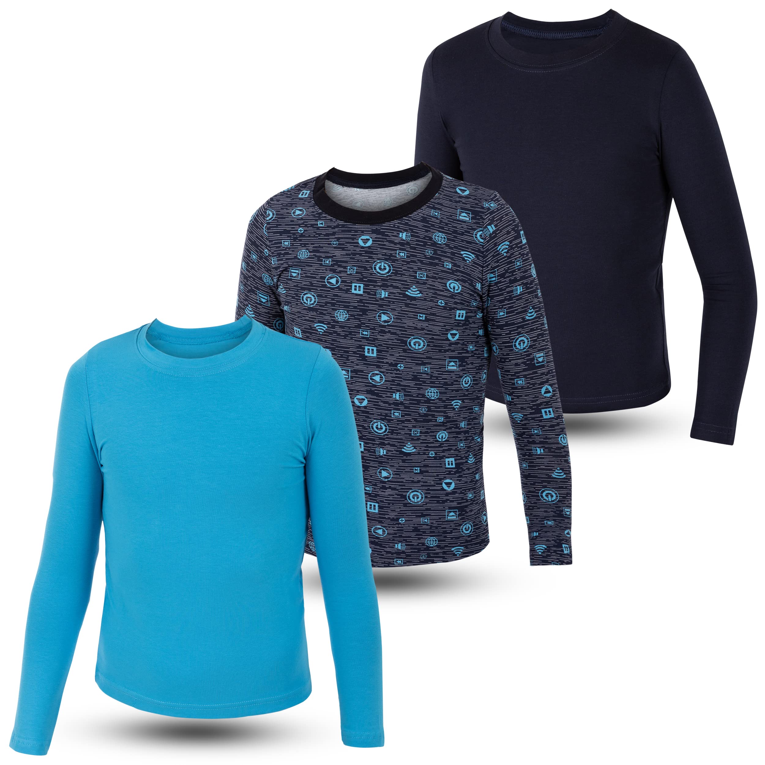 LOREZA ® 3 sous-vêtements Manches Longues Enfants Garçons sous-Vetements Maillots de Corps Chemise