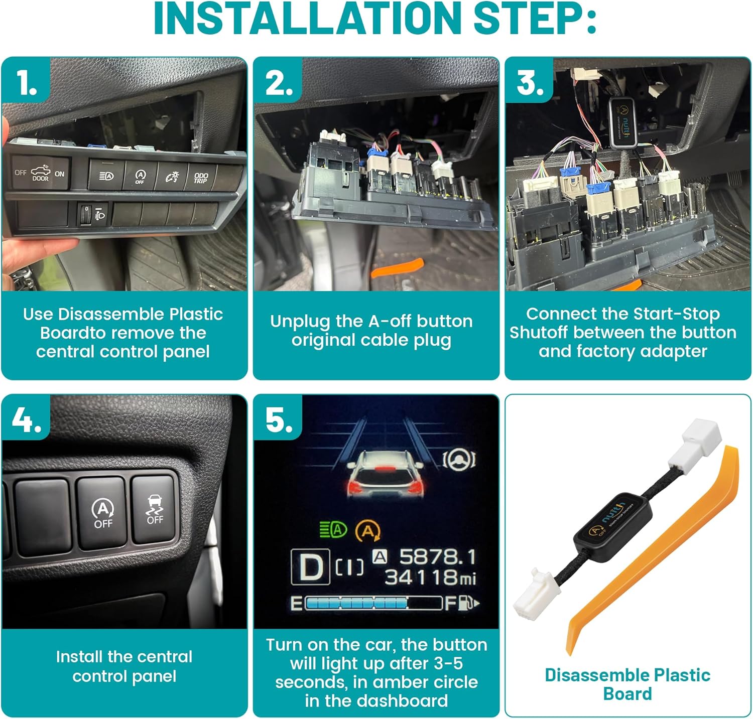NuIth Auto Start Stop Eliminator Fits for 2015-2019 Toyota Highlander, Highlander Auto Start Stop Delete Cable A-Off Deactivating Wire Harness