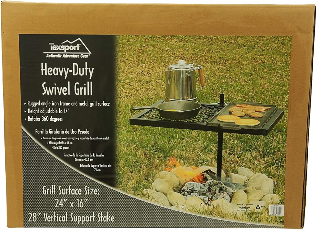 Texsport Heavy Duty Barbecue Swivel Grill for Outdoor BBQ over Open