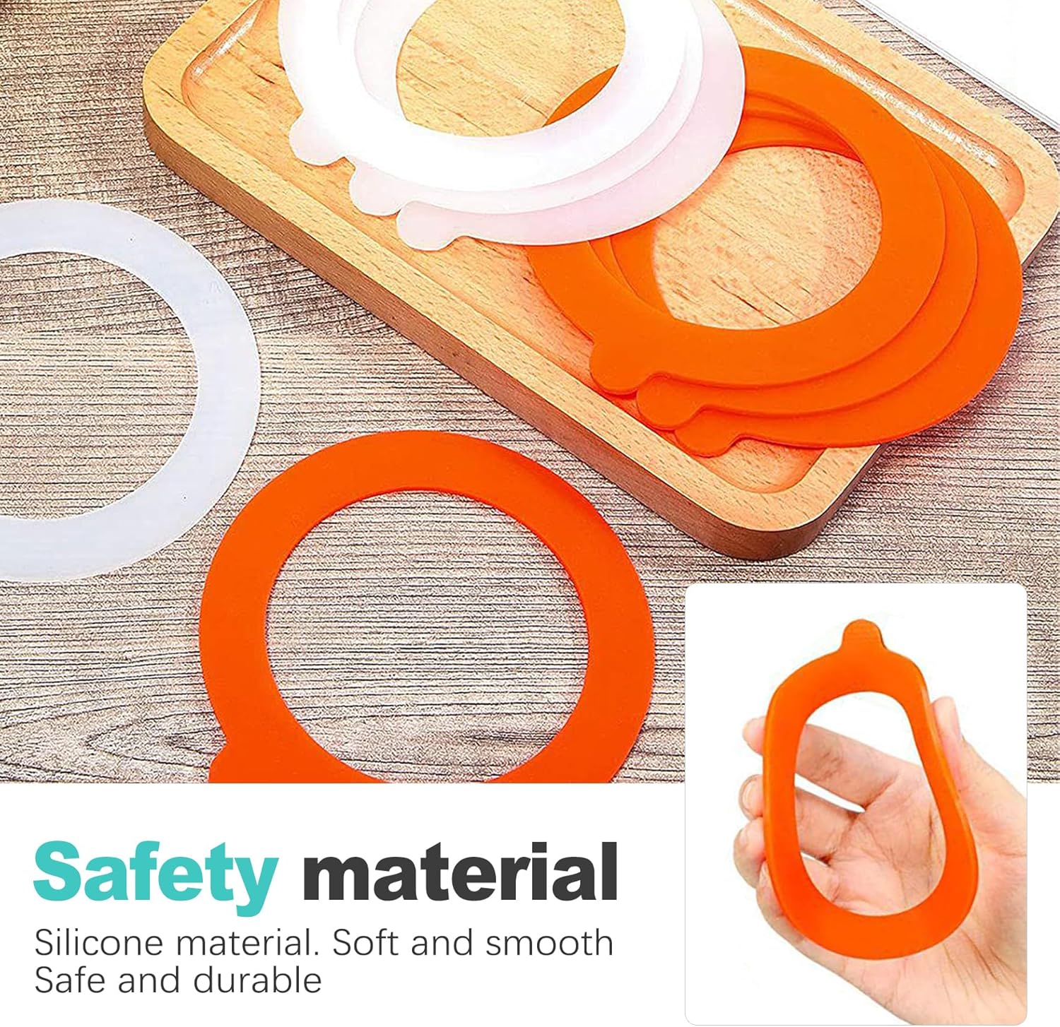 8 Pack Silicone Jar Seals, Replacement Rubber Gasket Rings for Standard Mouth Mason Jars, Airtight & Reusable Canning Seals for Food Storage, Orange