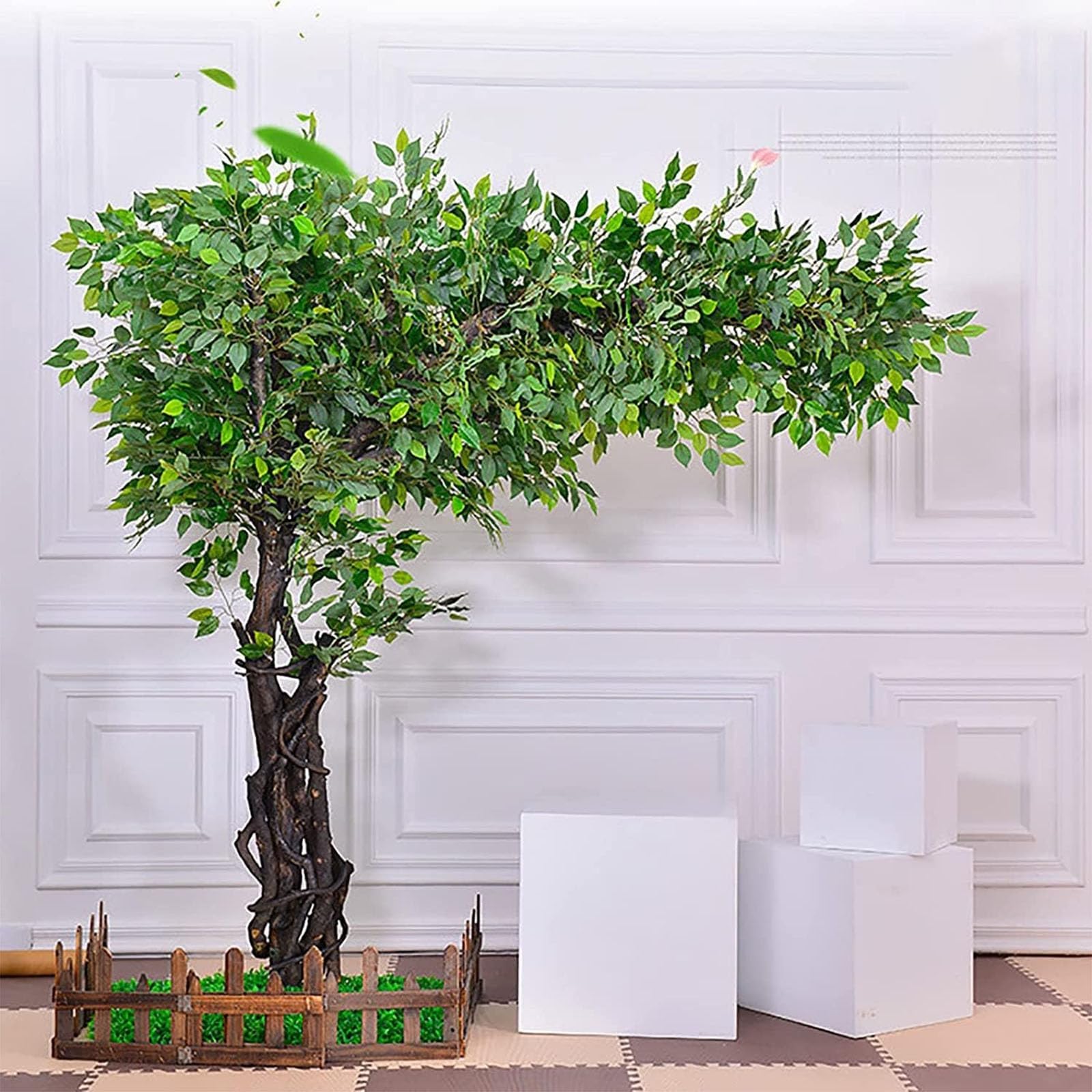 IUokLU Artificial Plants Indoor, Artificial Cherry Blossom Tree Silk Flowers Solid Wood Multiple Sizes (1.5 * 1.5m/4.9x4.9ft)
