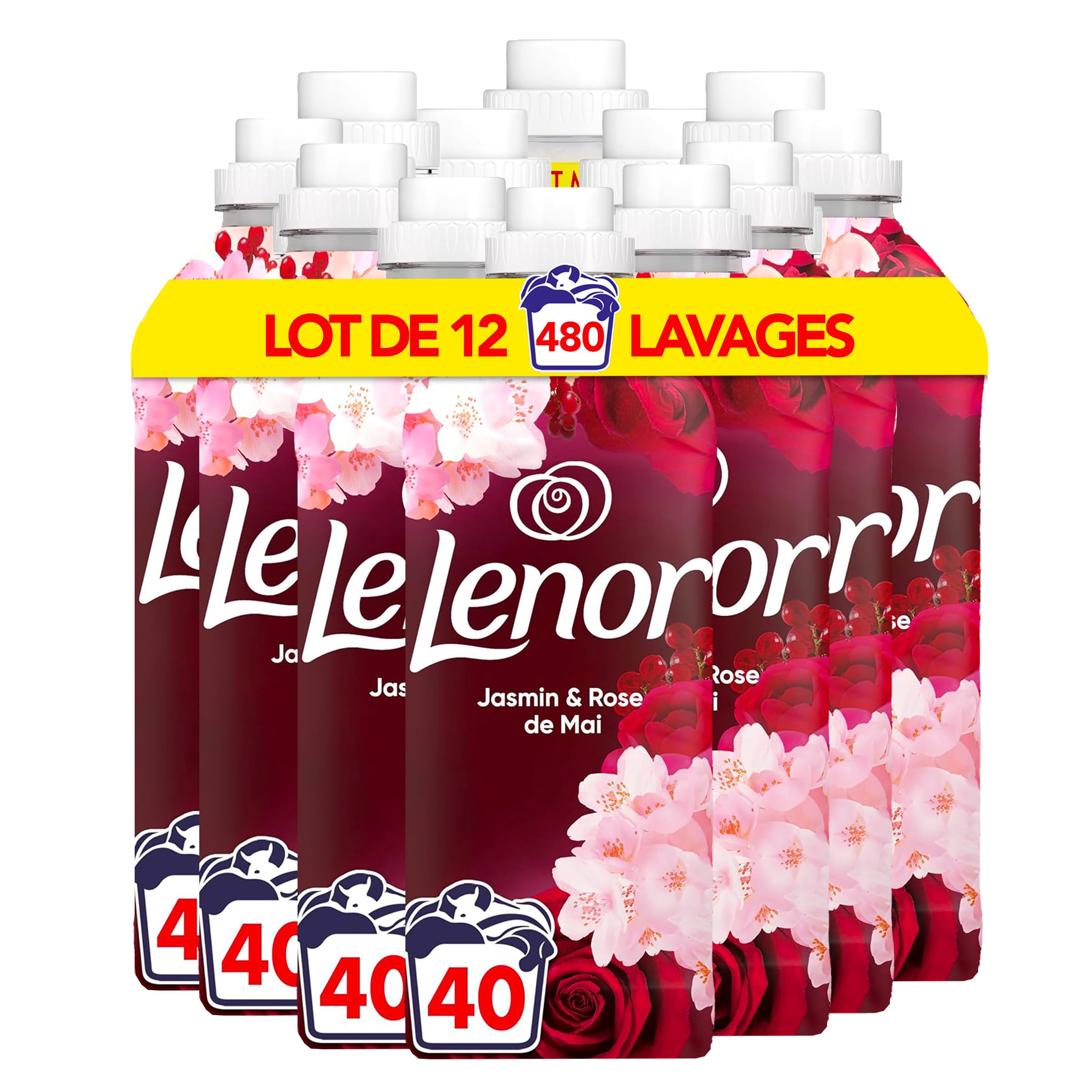 Lenor Weichspüler – Jasmin & Rose de Mai – 12 x 40 Wäschen – Vorteilspackung