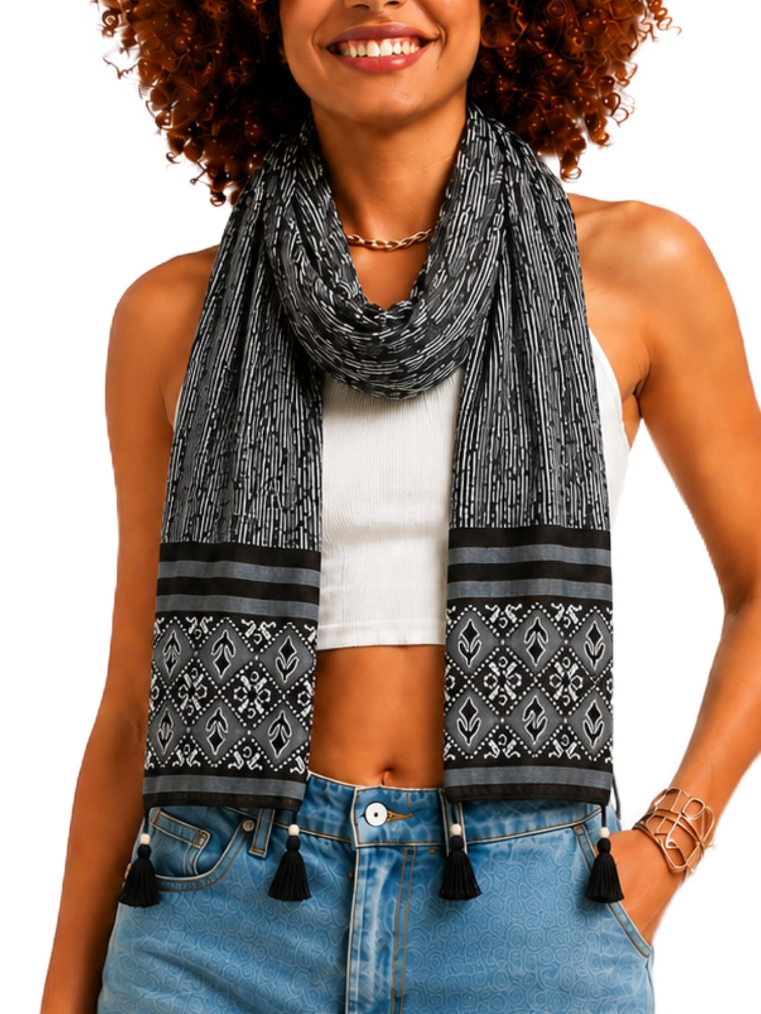 KE KANHA EXPORTS Scarf for Women Stylish|Premium Cotton Stole|Dual Color Boho Beach Wrap|Soft Travel Layer for Outings and Casual Wear|Multicolor|Easily fits 180 x 50cm|Pack of 1-image-4
