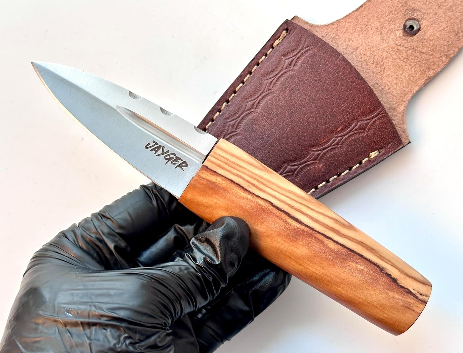 Handmade Scottish Sgian Dubh | Genuine HandForged Steel | Olive Wood Handle | Leather Sheath With Belt Loop | Kilt Accessory | Groomsmen Gift (SC1)