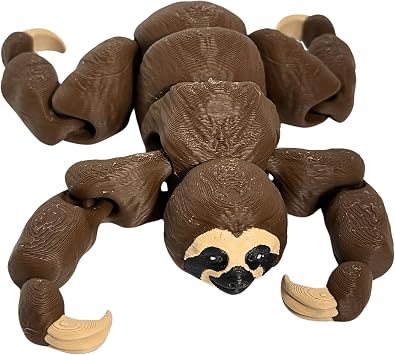 3D Printed Realistic Sloth with Articulating Limbs Lifelike Hanging Collectible Mammal Model