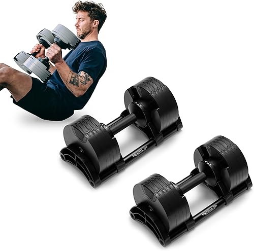 Miniatura 15 de NUOBELL - Juego de mancuernas ajustables [campanas de acero] Juego de mancuernas ajustables – placas de peso de acero mecanizado, mango moleteado,