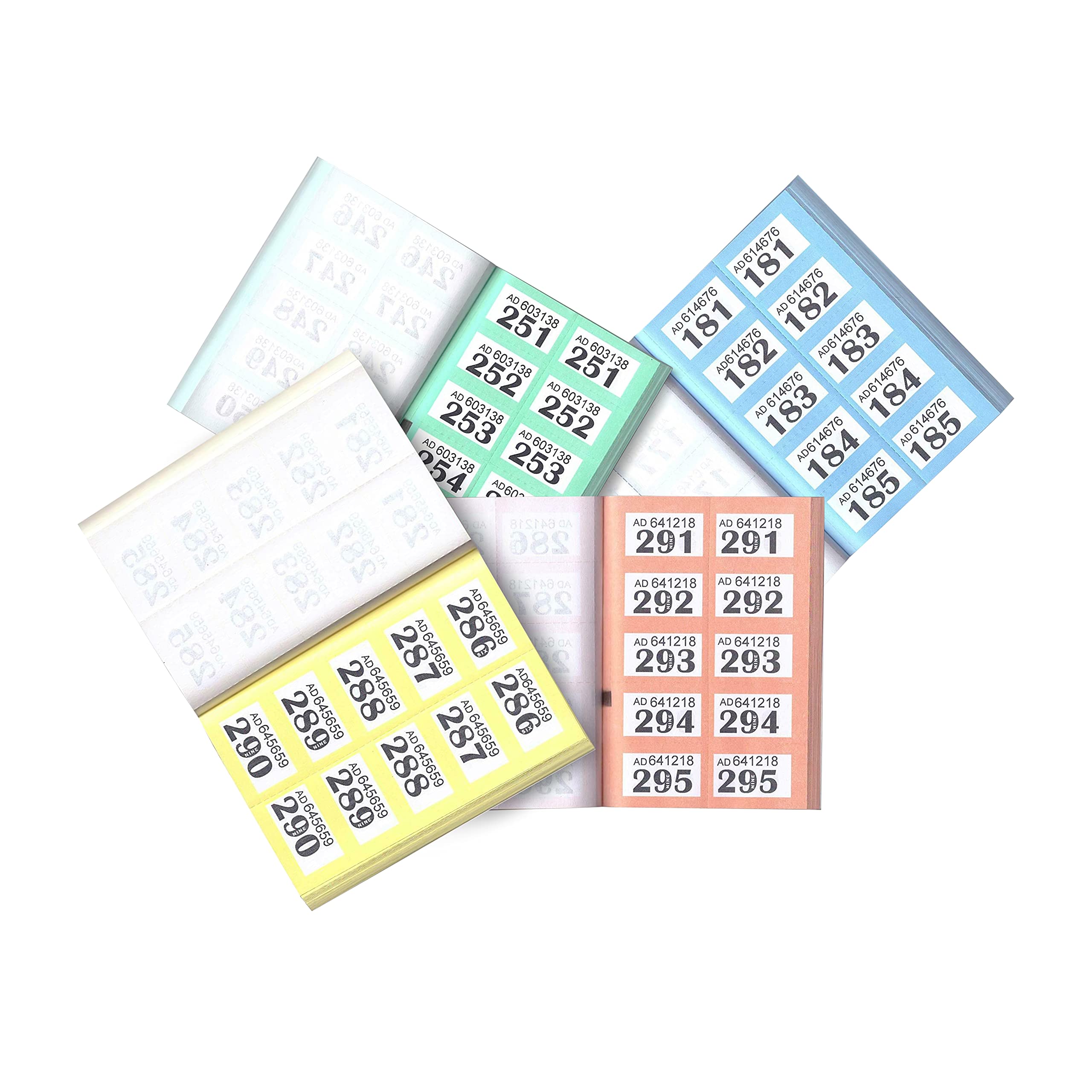 JMS we create smile Raffle Ticket - 48 Books of 1-1000 - Easy to Tear Perforated - Random Colours - Cloakroom Raffle Tombola Draw Tickets Numbered