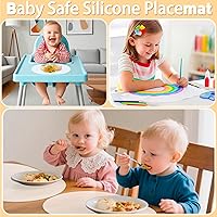 Vista 6 de Oval Silicone Placemats Set of 4, Heat Resistant Non-Slip Waterproof Table Mats, Ultra-Thin Translucent Easy Clean Dining Mats for Home & Kids