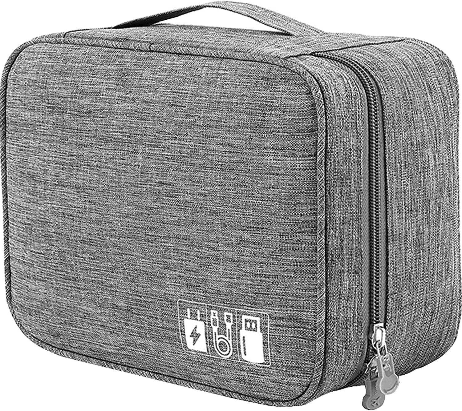 Polyester Electronics Organizer Bag Carrying Pouch Travel Universal Cable Organizer Electronics Storage Bag Accessories Cases For Cord, Charger, Earphone, Usb, Sd Card (Grey)