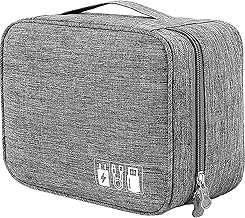 GOCART WITH G LOGO Polyester Electronics Organizer Bag Carrying Pouch Travel Universal Cable Organizer Electronics Storage Bag Accessories Cases For Cord, Charger, Earphone, Usb, Sd Card (Grey)