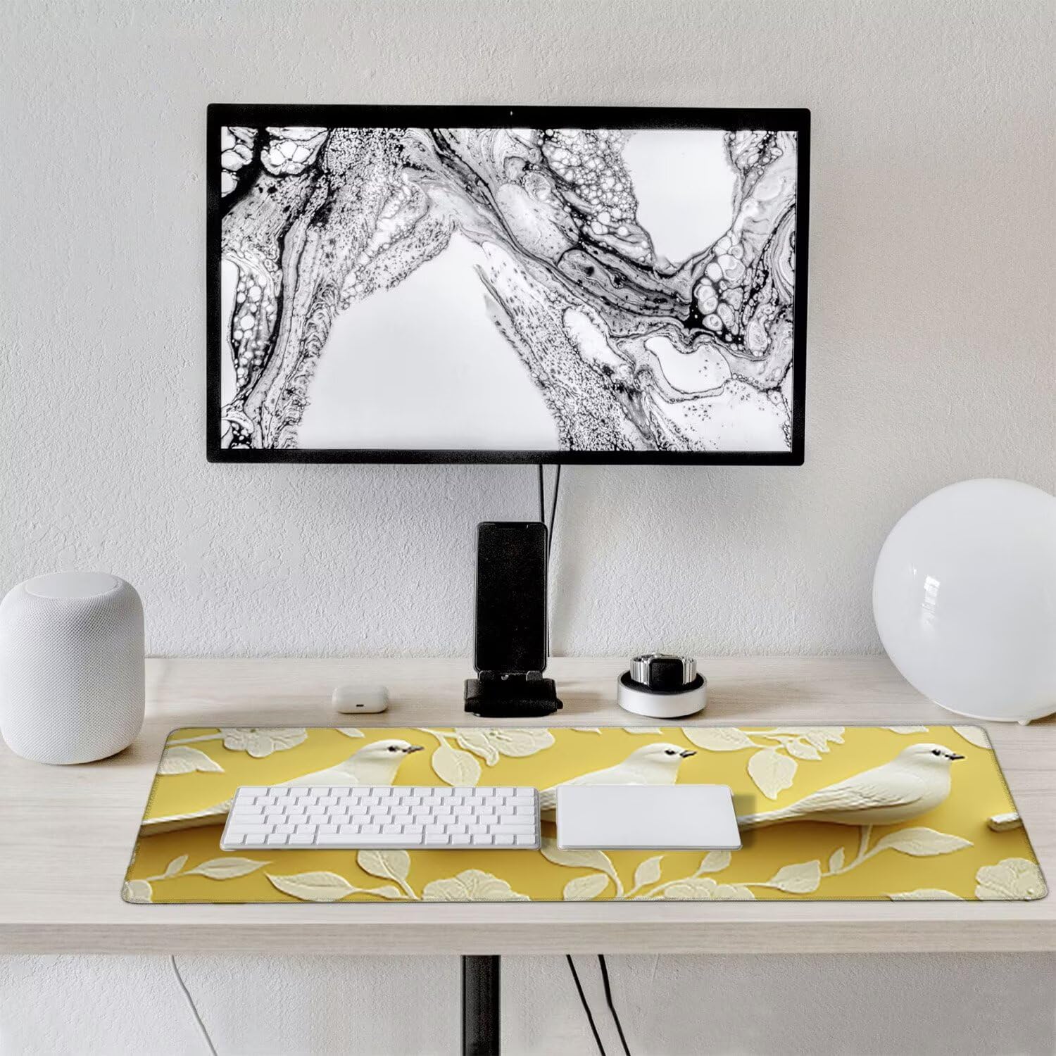 Podkładka pod mysz do gier XXL duża mysz 1600 x 800 mm, duża podkładka pod biurko z antypoślizgową gumową podstawą dla graczy, poprawia precyzję i szybkość (biały gołąb) o-19