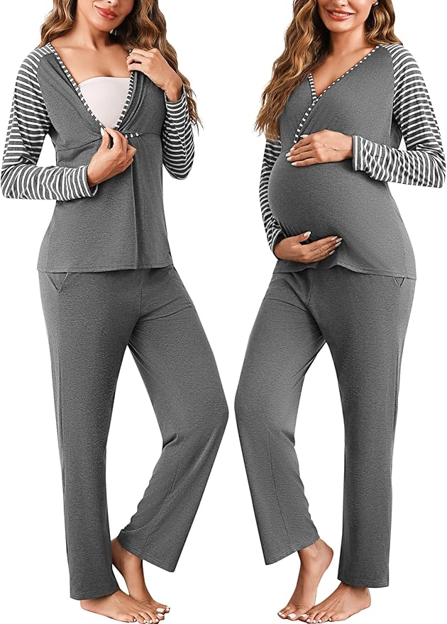 Camicia Da Notte Allattamento Con Bottoni - Comoda E Elegante Per Gravidanza E Ospedale - Foto 6