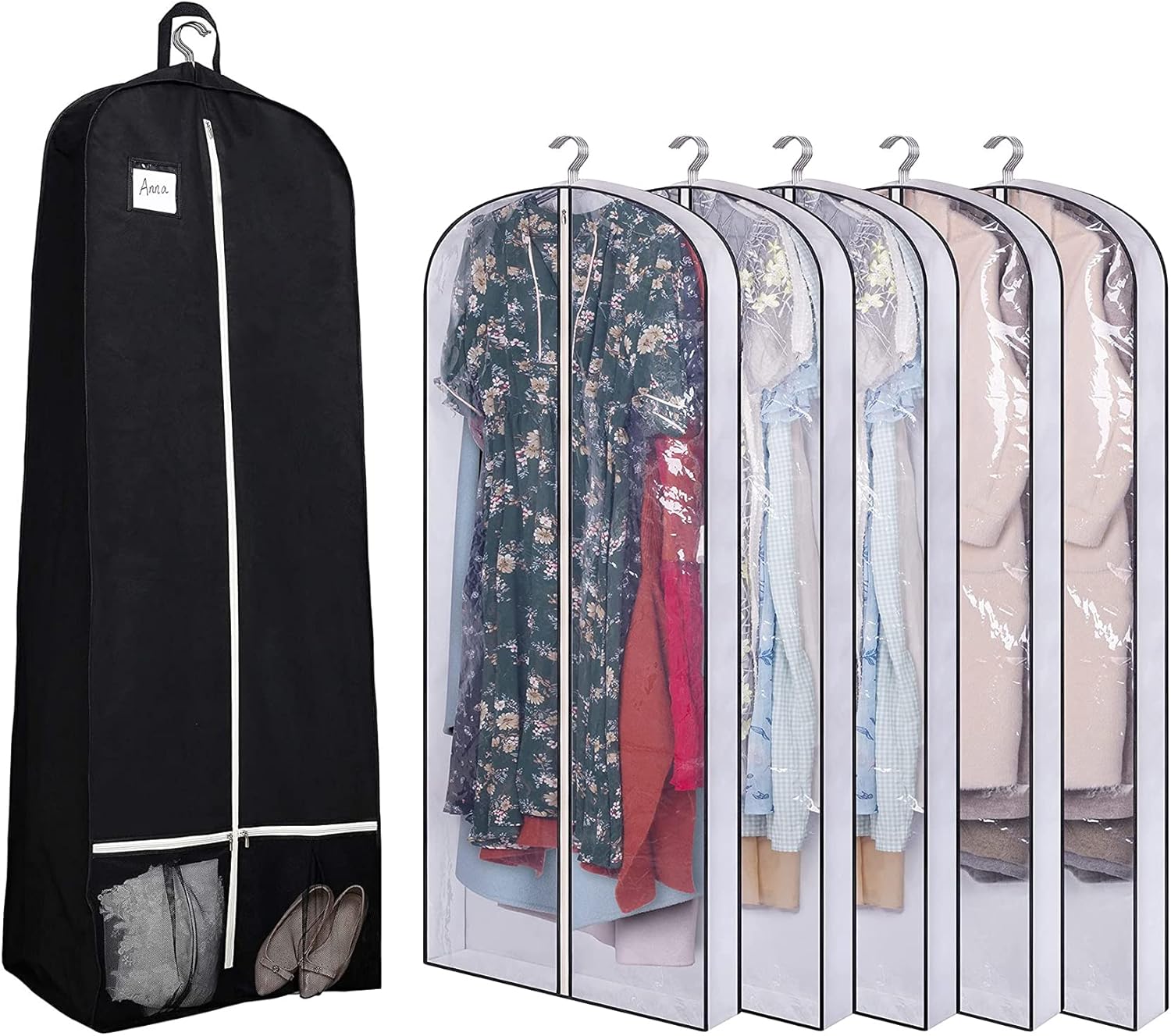 SLEEPING LAMB 72'' Bridal Wedding Gown Dress Garment Bag and 60'' Hanging Garment Bags for Closet Storage