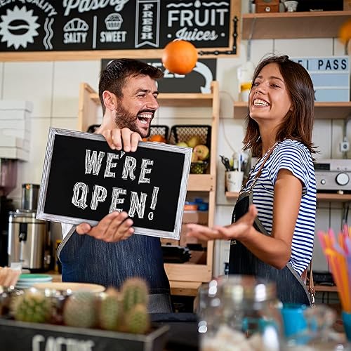 Miniatura 8 de HBCY Creations Pizarra de tiza de pared con marco de madera maciza blanqueada de 11" x 17", superficie magnética, decoración para el hogar, menús