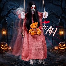 Animated Hanging Swinging Girl Halloween Animatronics Decorations Outdoor