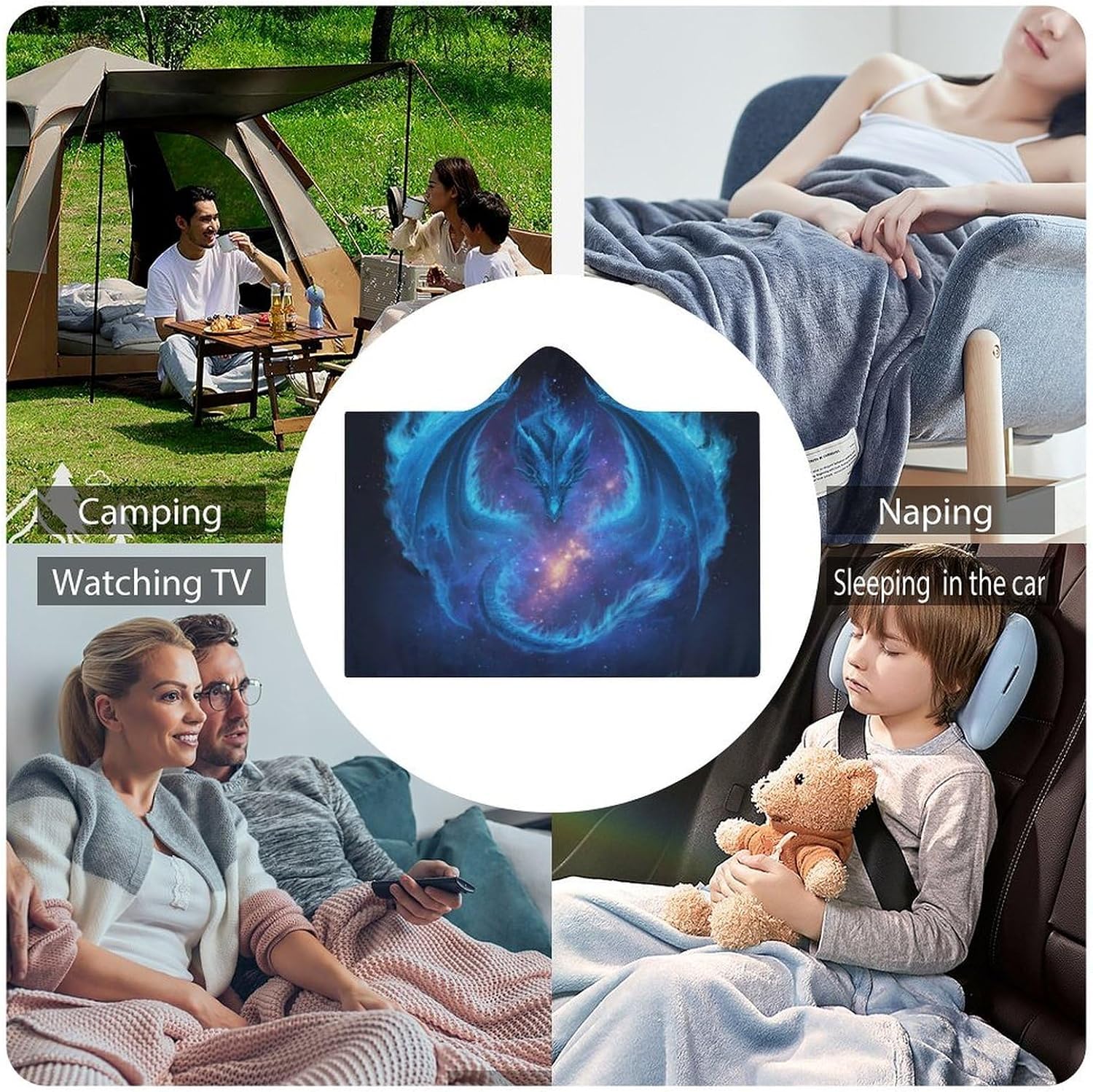 Galaxy Dragon Wearable Blanket Oversized Throw Cape | Cozy Hooded Blanket Gifts for Women Men