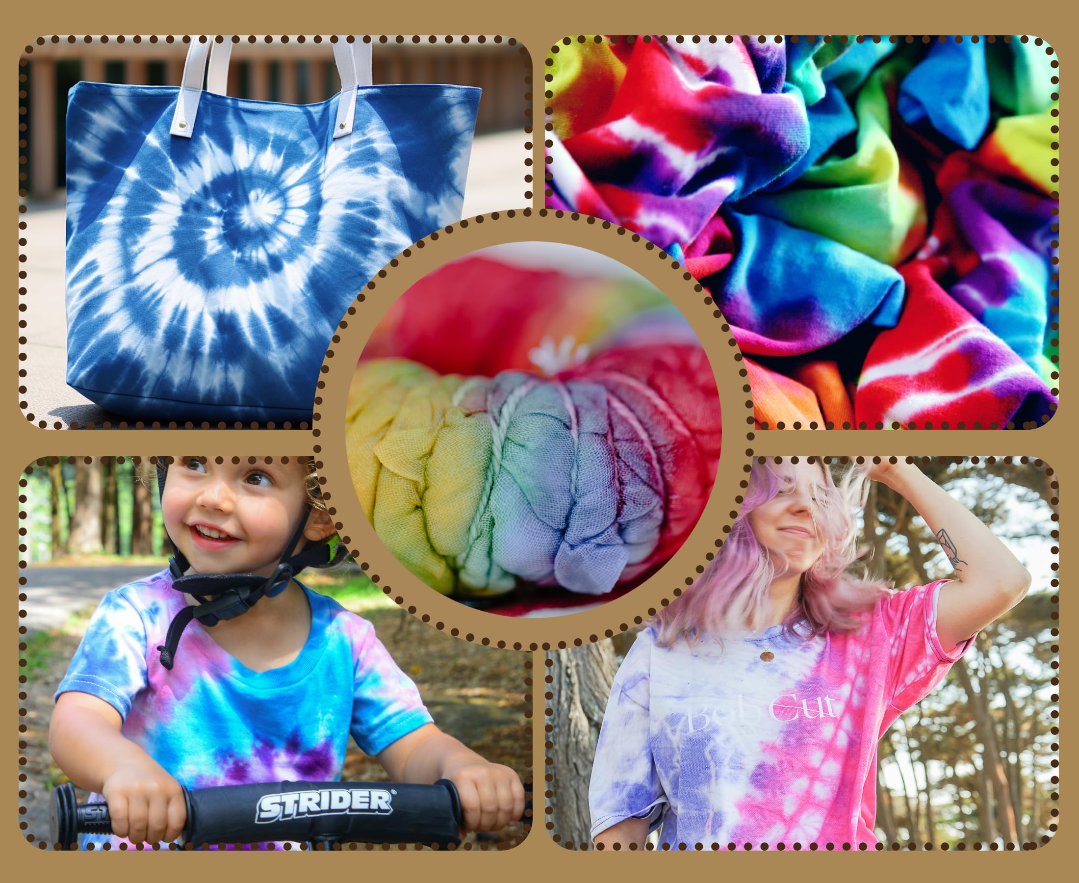 GEOCCI Tie Dye Tool,Sinew Puller for Tie Dye,DIY tie-dye Stretching Tools,with 210D 1.0mm 273 Yards Tie-Dye Waxed Thread and 160 PCS (32 mm) Elastic Durable Stretchy Multicolor Rubber Bands - Image 7