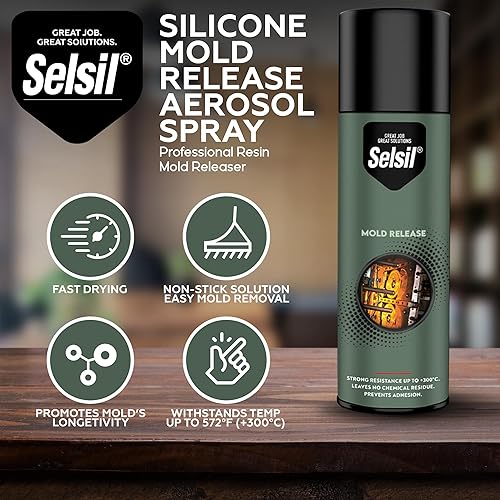 Miniatura 3 de SELSIL Spray de silicona para liberar moho (13.5 onzas líquidas), liberador profesional de moldes de resina, antiadherente, secado rápido y fácil