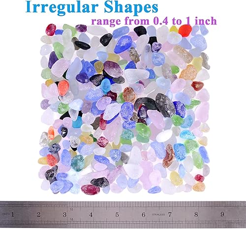 Miniatura 3 de KINGOU Piedras de cristal de mar de 15.5 onzas, piedras de caramelo esmeriladas, relleno de jarrón, piedras de vidrio de colores mixtos/cuentas para