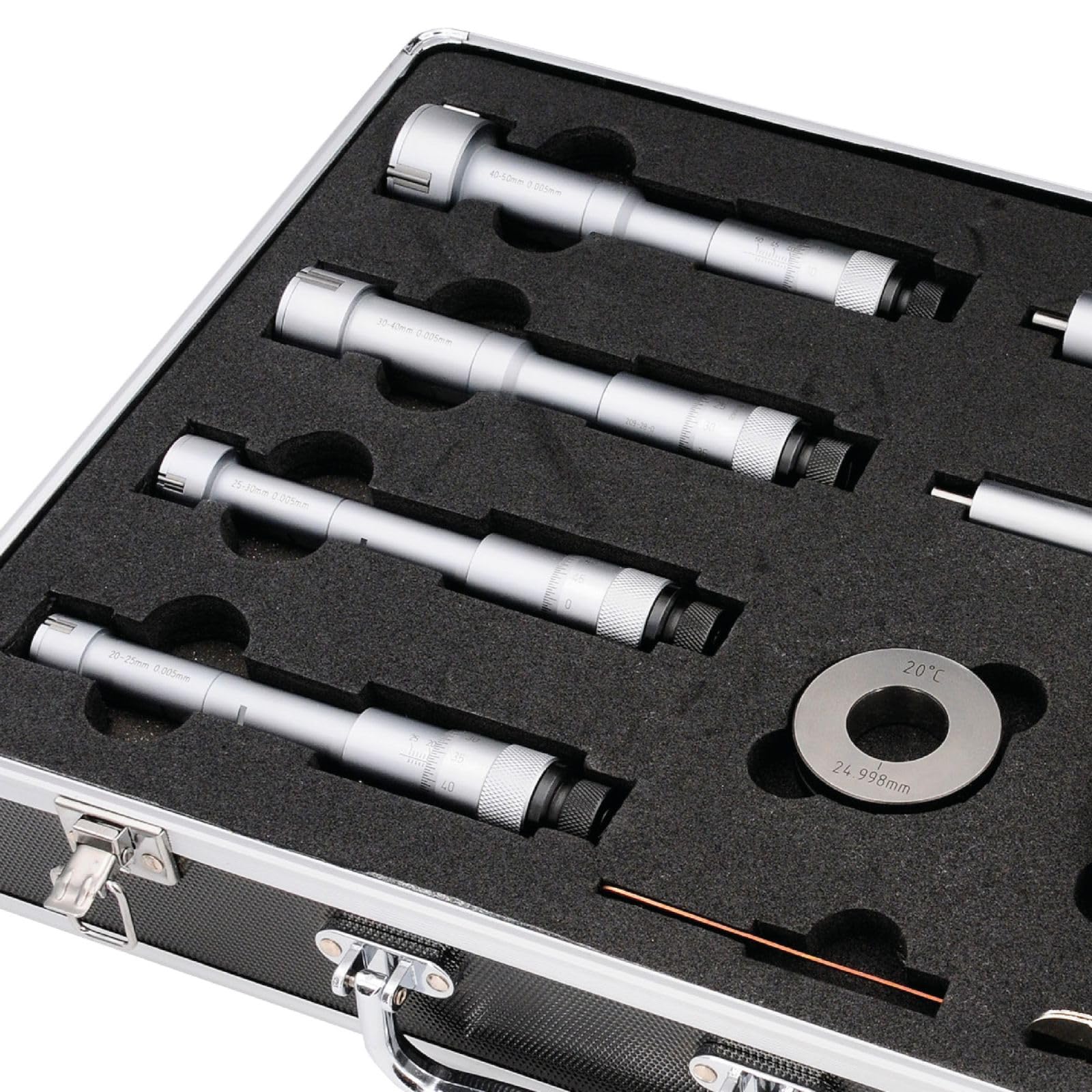 ASIMETO Dreipunkt-Innenmessschrauben im Set, Innenmikrometer analog, Messbereich 12-20 mm