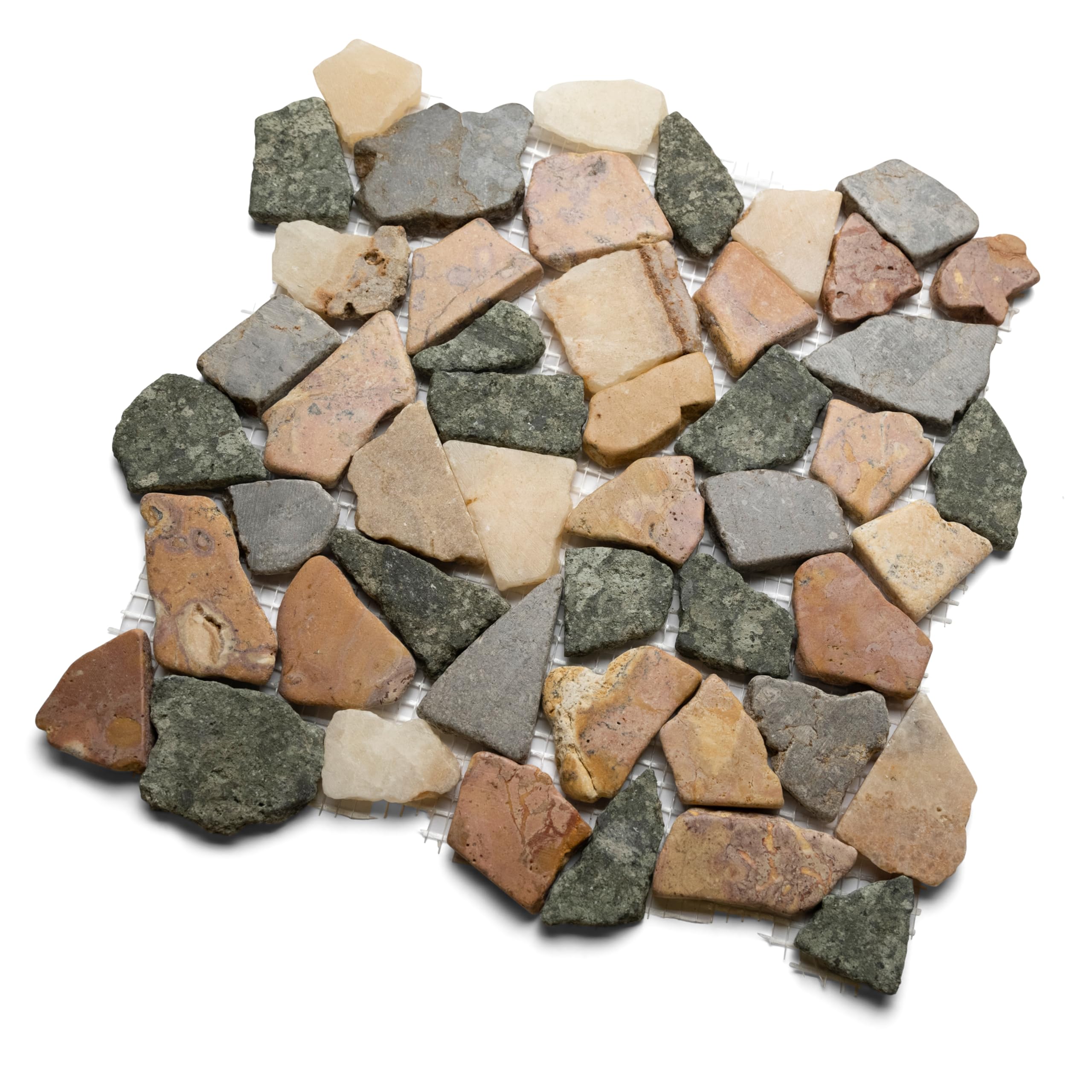 CNK Tile Glazed Autumn Mosaic Pebble Tile - 12" x 12" Unpolished Natural Stone for Bathroom Kitchen Backsplash Shower Floors Patios & Landscaping - Durable Easy Installation Rustic Charm - Pack of 1
