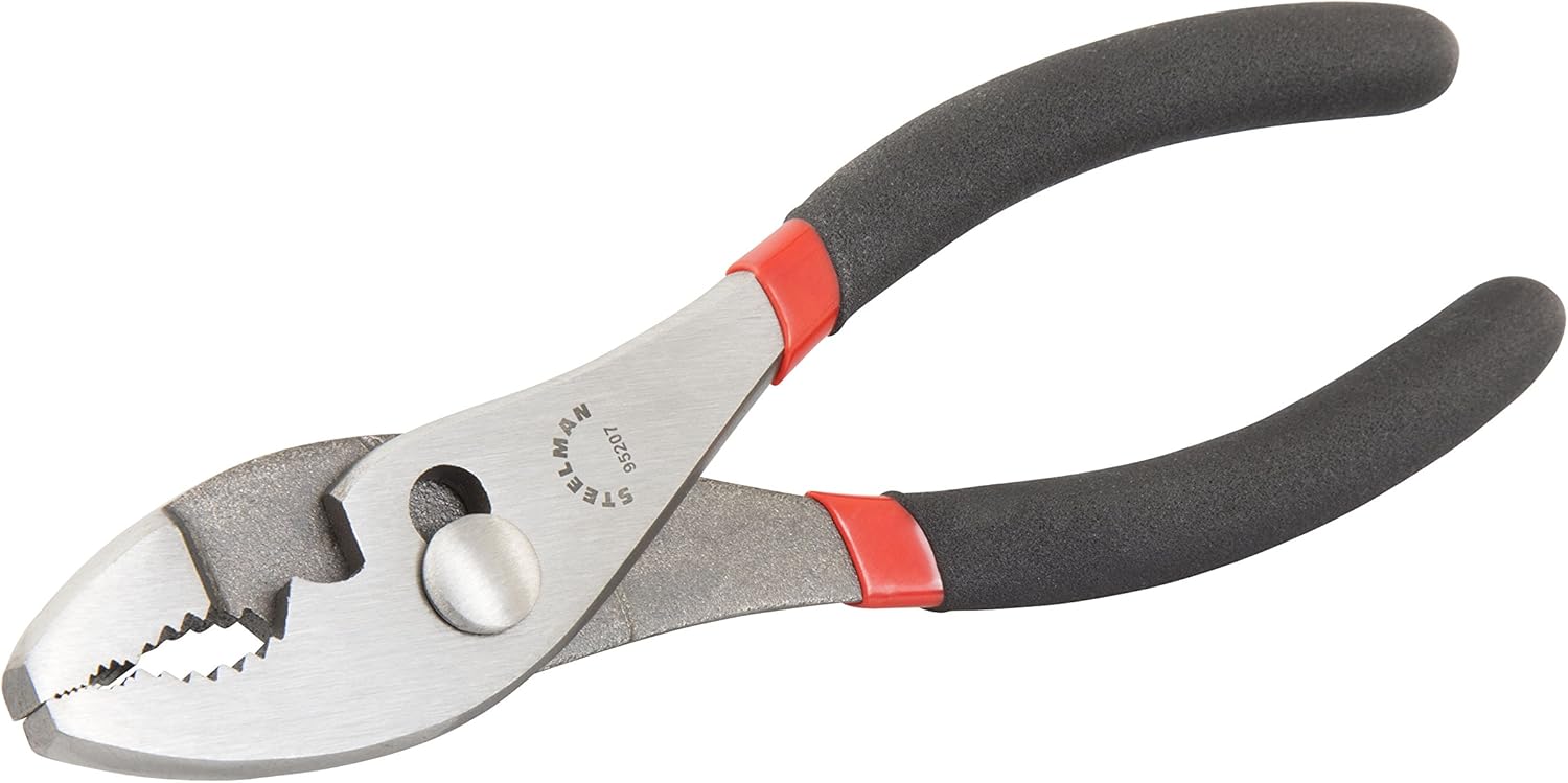 Steelman 6-inch Slip Joint Pliers, Heavy-Duty Carbon Steel, Wire Cutter and Shearer at Jaw Base, Fine and Coarse Teeth for Grip, Dipped Handles