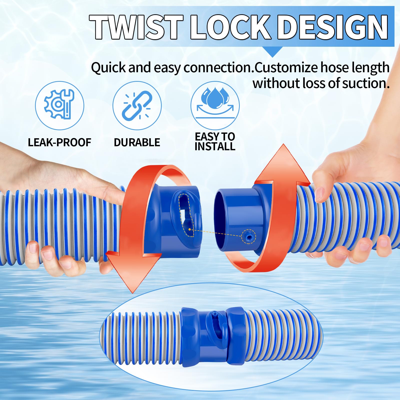 Boltigen Poolreiniger-Schlauch für Zodiac MX6 MX8, 99,1 cm Drehverschluss