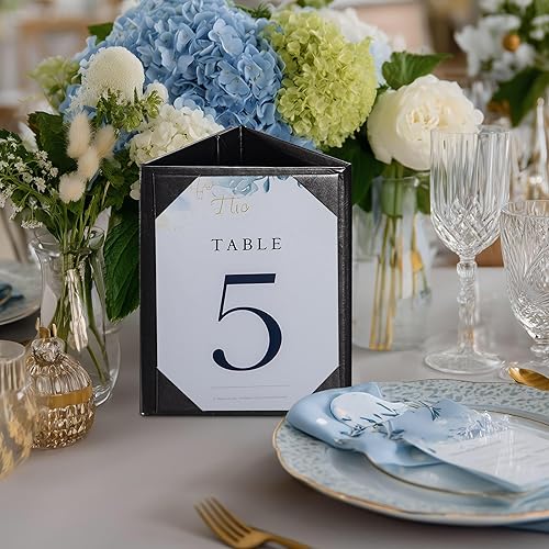 Miniatura 8 de WeChef - Soporte triangular para menú de mesa de 5 x 7 pulgadas, 3 letreros laterales de piel sintética, soporte de escritorio, carpeta de menú de