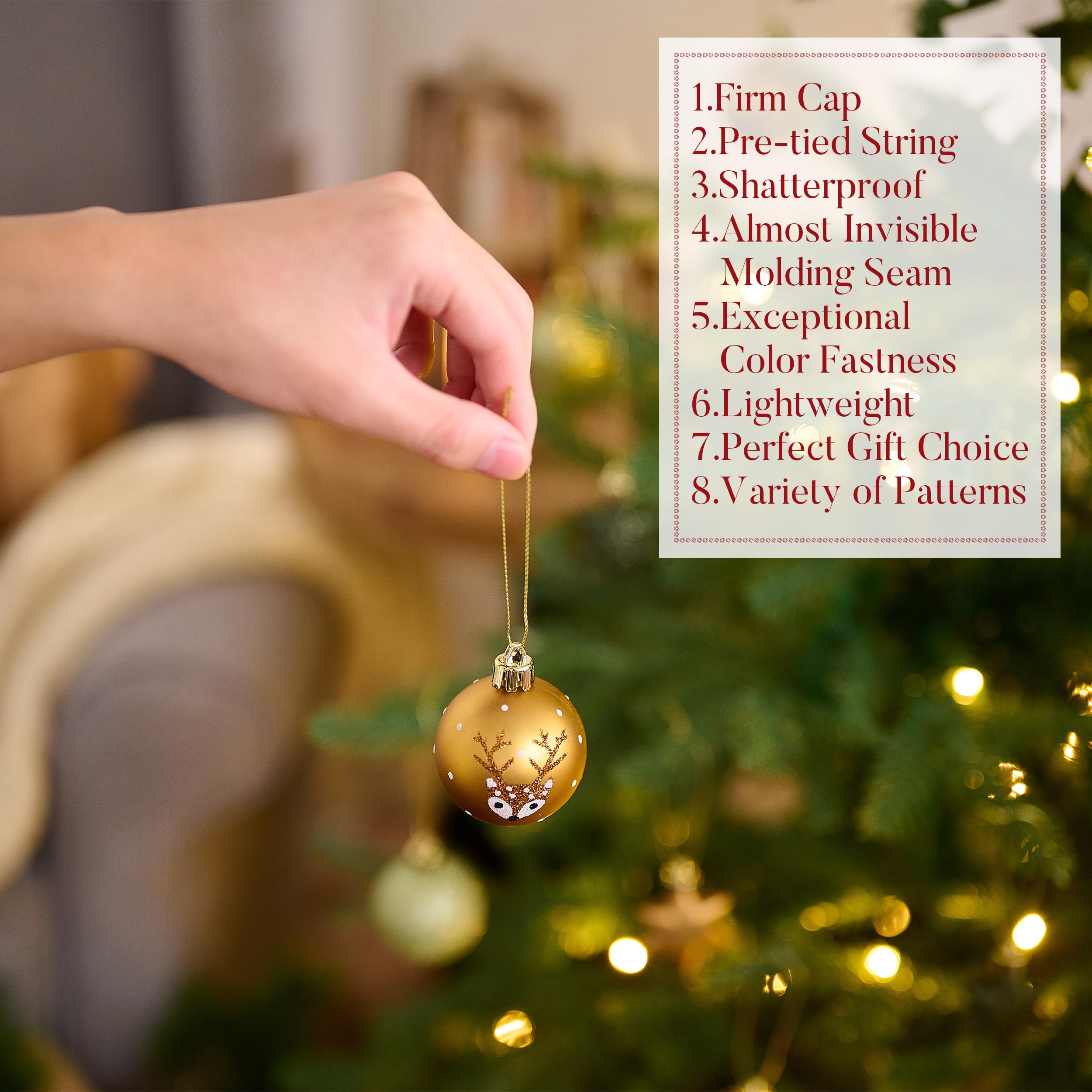 Valery Madelyn Weihnachtskugeln 35 Stücke 5cm Kunststoff Christbaumkugeln mit Aufhänger Weihnachtsbaumschmuck für Weihnachtsdeko Wald Thema Kupfergold（Bronze Grün）