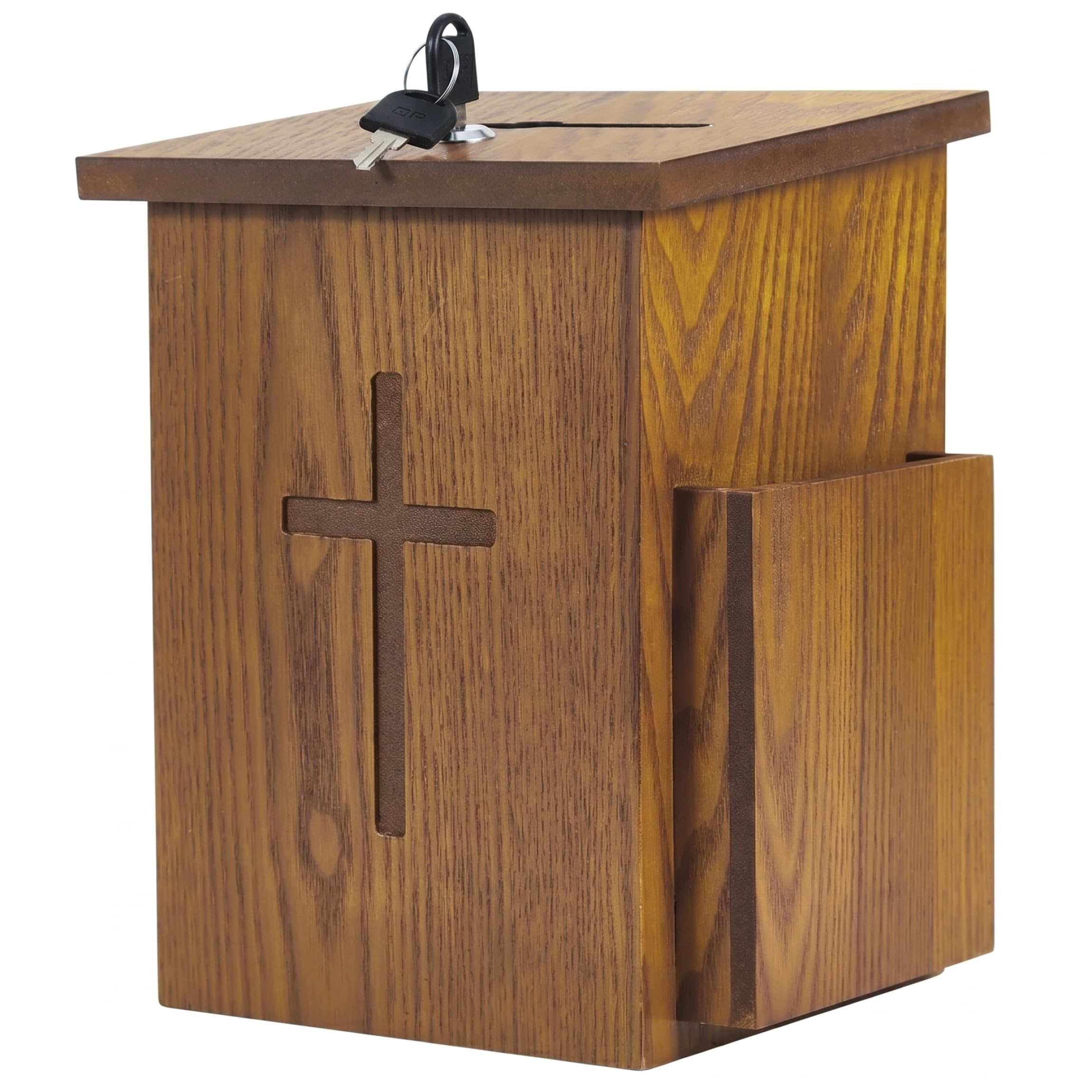 Ngbbby Prayer Request Box With Lock - Wooden Donation & Suggestion Box With Slot For Church, Brown, 7.09x5.71x8.27 Inch, Donation
