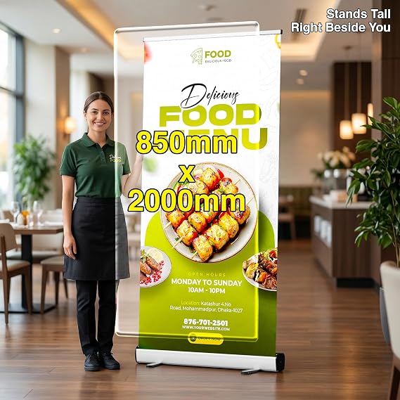 Personalised Roll Up Banner Stand 85x200cm, Custom Printed for Business