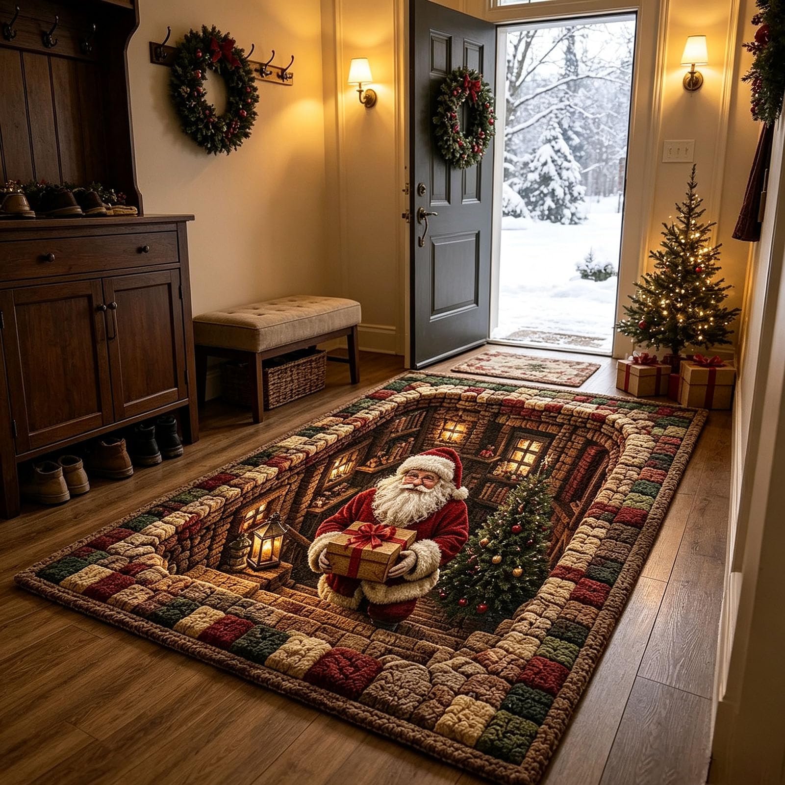 3D Optische Täuschung Weihnachtsteppich waschbarer,2,160x230cm