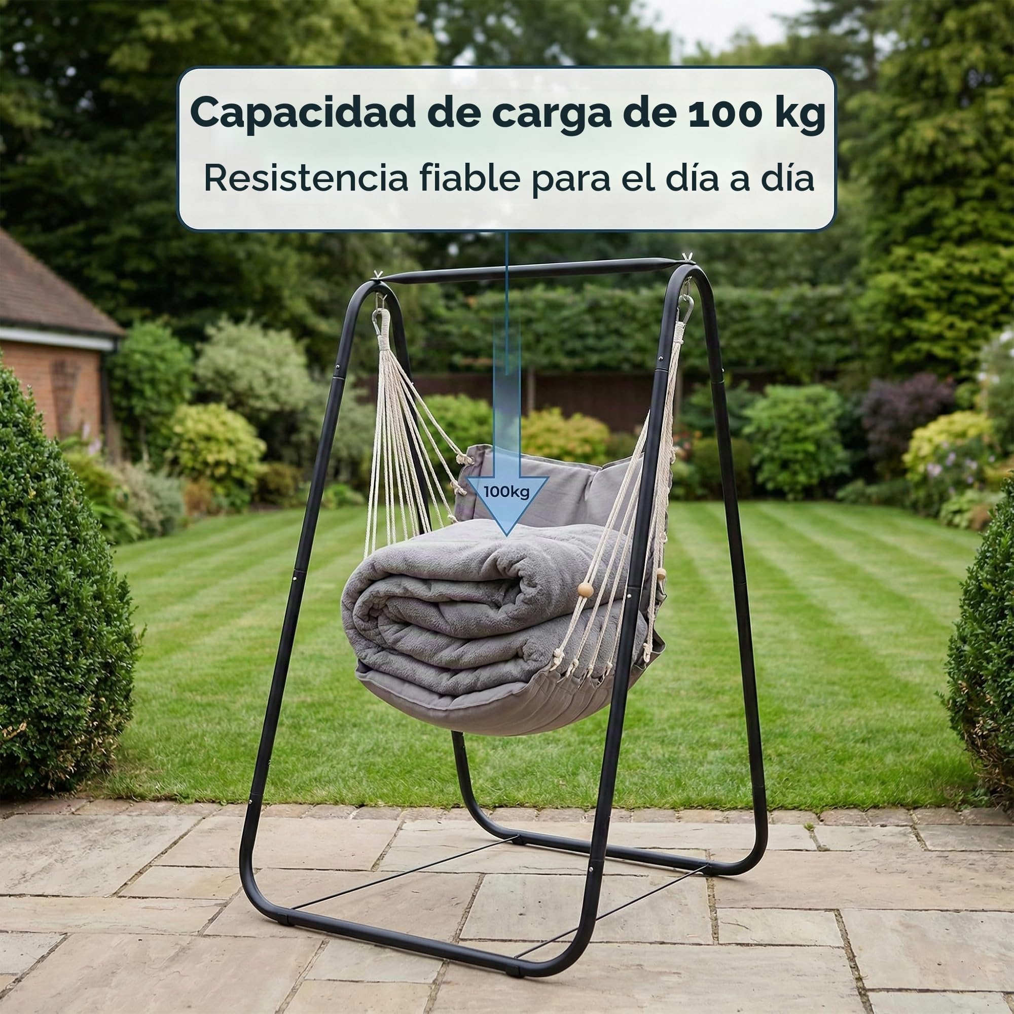 Soporte para silla hamaca fuerte en forma de A, soporte para silla colgante con soporte de carga fuerte en forma de A, carga máxima de 100 kg, soporte para silla colgante para patio, jardín