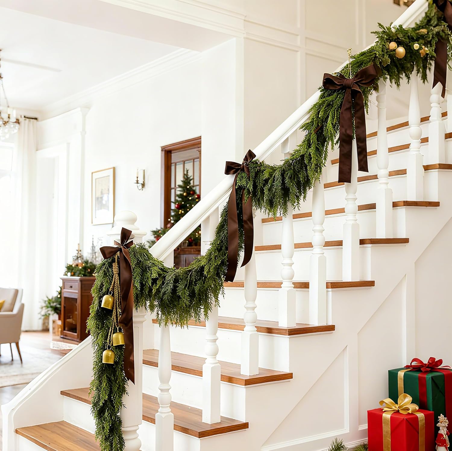 Realistic Christmas Cedar Garland 6FT for Mantle Table Stairs, Soft Garland Real Touch for Christmas Home Decorations, Artificial Greenery Garlands for Indoor Outdoor Use - Image 6