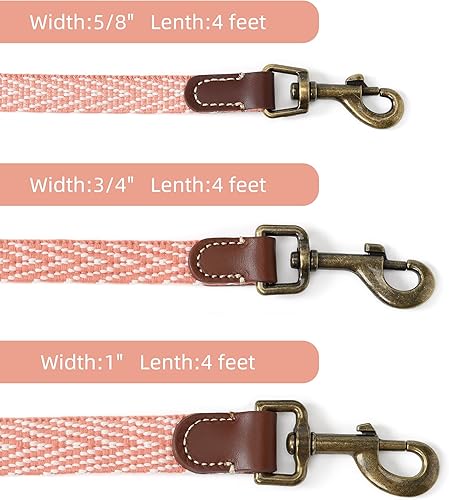 Miniatura 7 de Mile High Life Correa para cachorros para perros pequeños, correa ligera con cierre de metal y conexión de cuero, correa para entrenamiento de