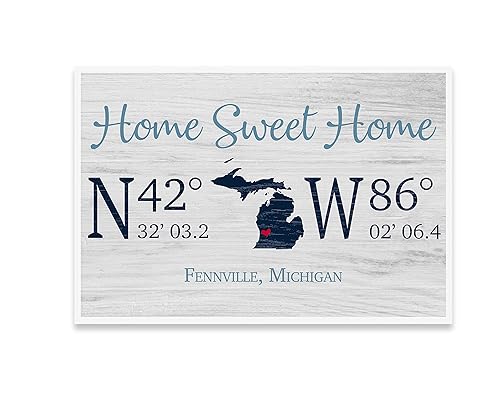 Custom HOME SWEET HOME Sign with GPS Coordinates and State (Framed Canvas, 16" x 24")