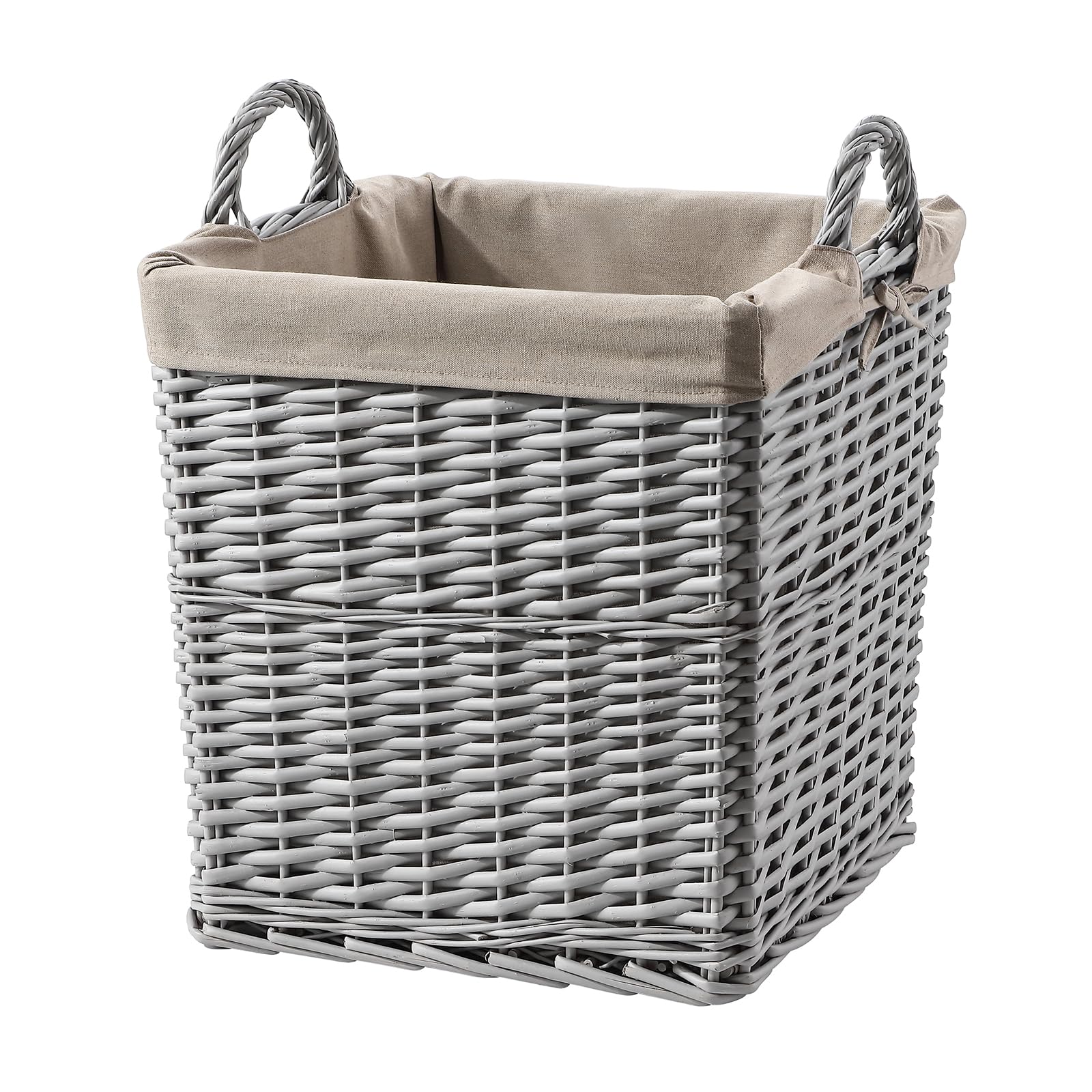 Wickerfield Grey, Split Wicker Wicker Laundry Basket With Handles, Log Baskets For Wood Burner Indoor, Extra Large Willow Storage Baskets For Blanket, Large Wicker Log Basket Rectangle For Fireplace (Grey, Split Wicker)