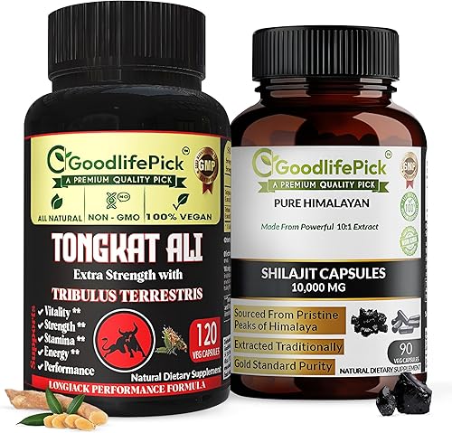 Tongkat Ali & Himalayan Shilajit Virtual Bundle  120 y 90 cápsulas vegetales  Tribulus Terrestris, extracto de Longjack, minerales traza  Todo