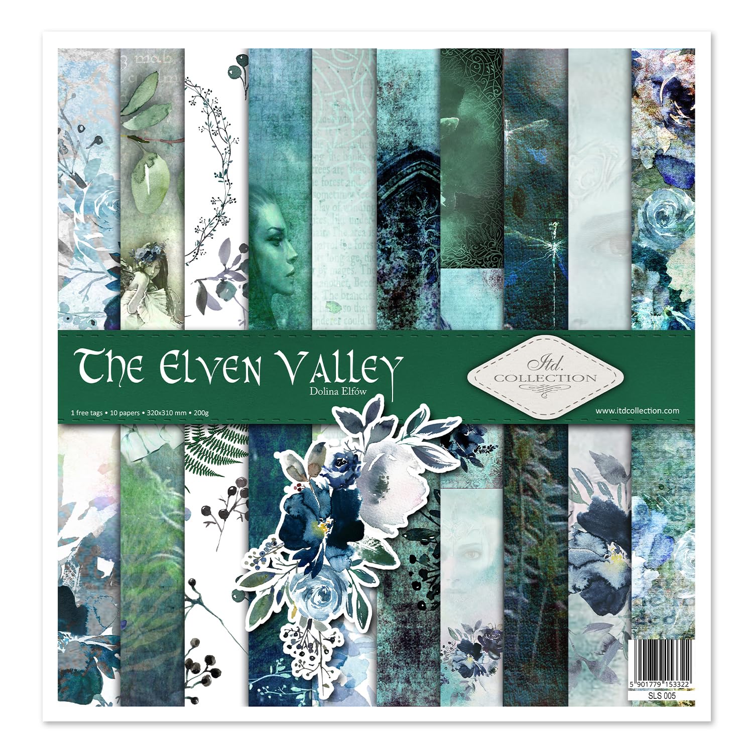 ITD Collection Decoupage Paper Package Decopatch Paper 310 x 320 mm Scrapbooking Decorative Paper for DIY Albums Bullet Journals (The Elven Valley, SLS-005)