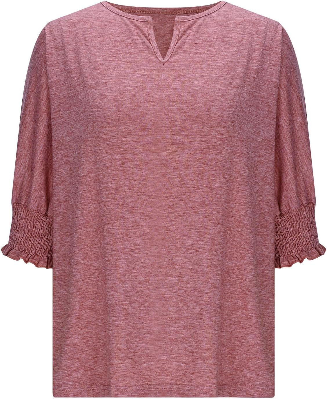 Women's Fashion Tops 3/4 Sleeve T-Shirts Cute V Neck Basic Business Tees Casual Loose Blouses Fall Clothes Outfits