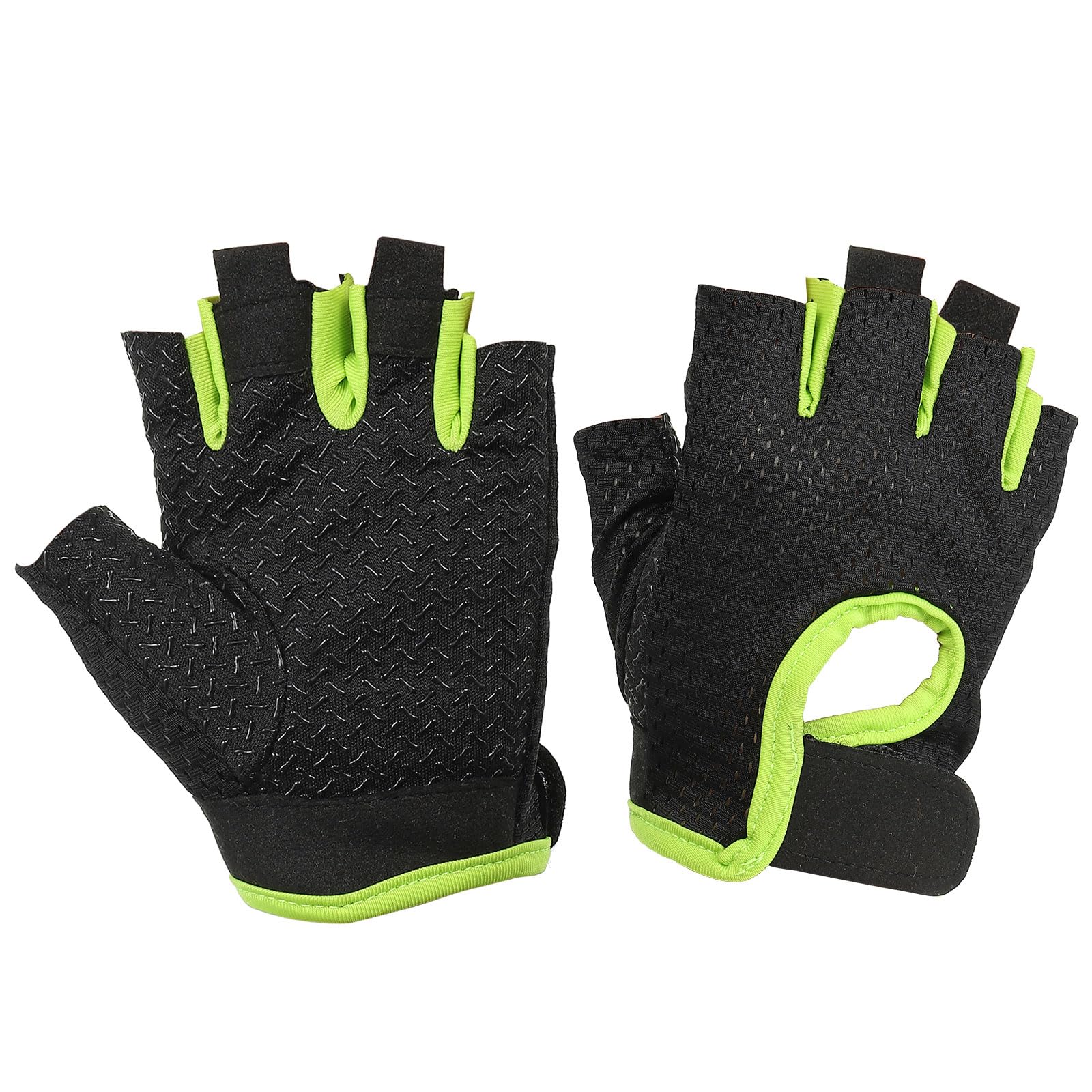 PATIKIL Fishing Gloves, 1 Pair Breathable Fingerless Sun Protection Gloves for Men Women Rowing Kayaking Cycling Hiking, Black, Green (M Size) โ image 1